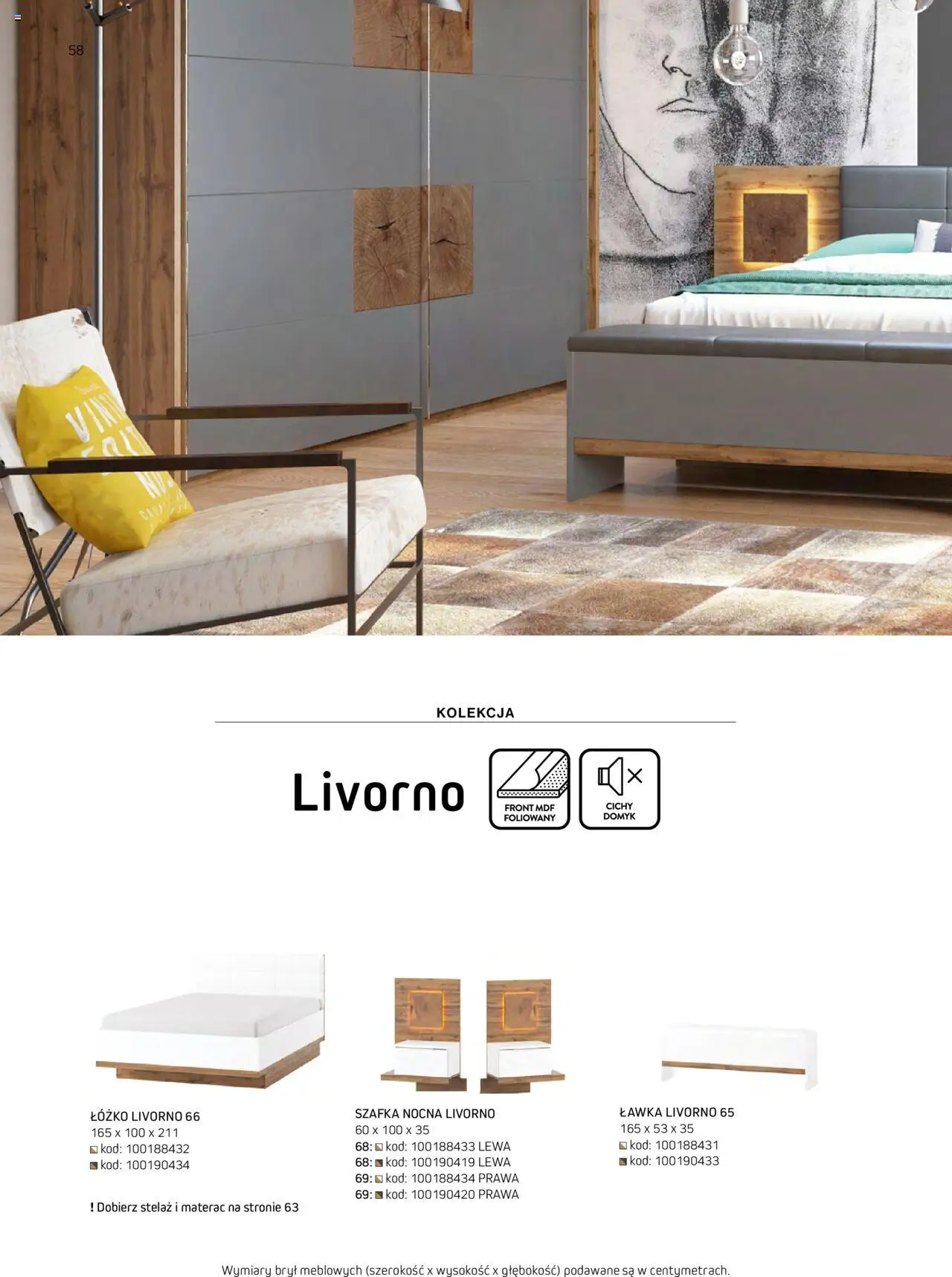 Komfort Gazetka - Katalog Meble od 01.09.2024 | Strona: 58 | Produkty: Łóżko, Materac, Szafka nocna