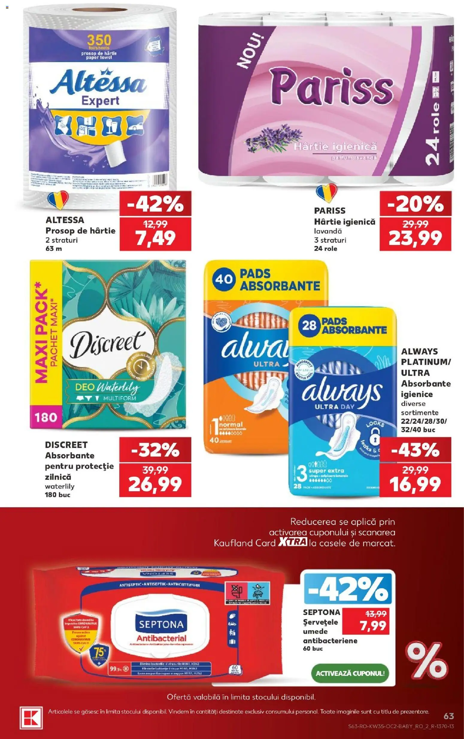 Noul catalog Kaufland – valabil de la 26.08.2026 | Pagină: 63 | Produse: Top, Aplică, Role, Absorbante