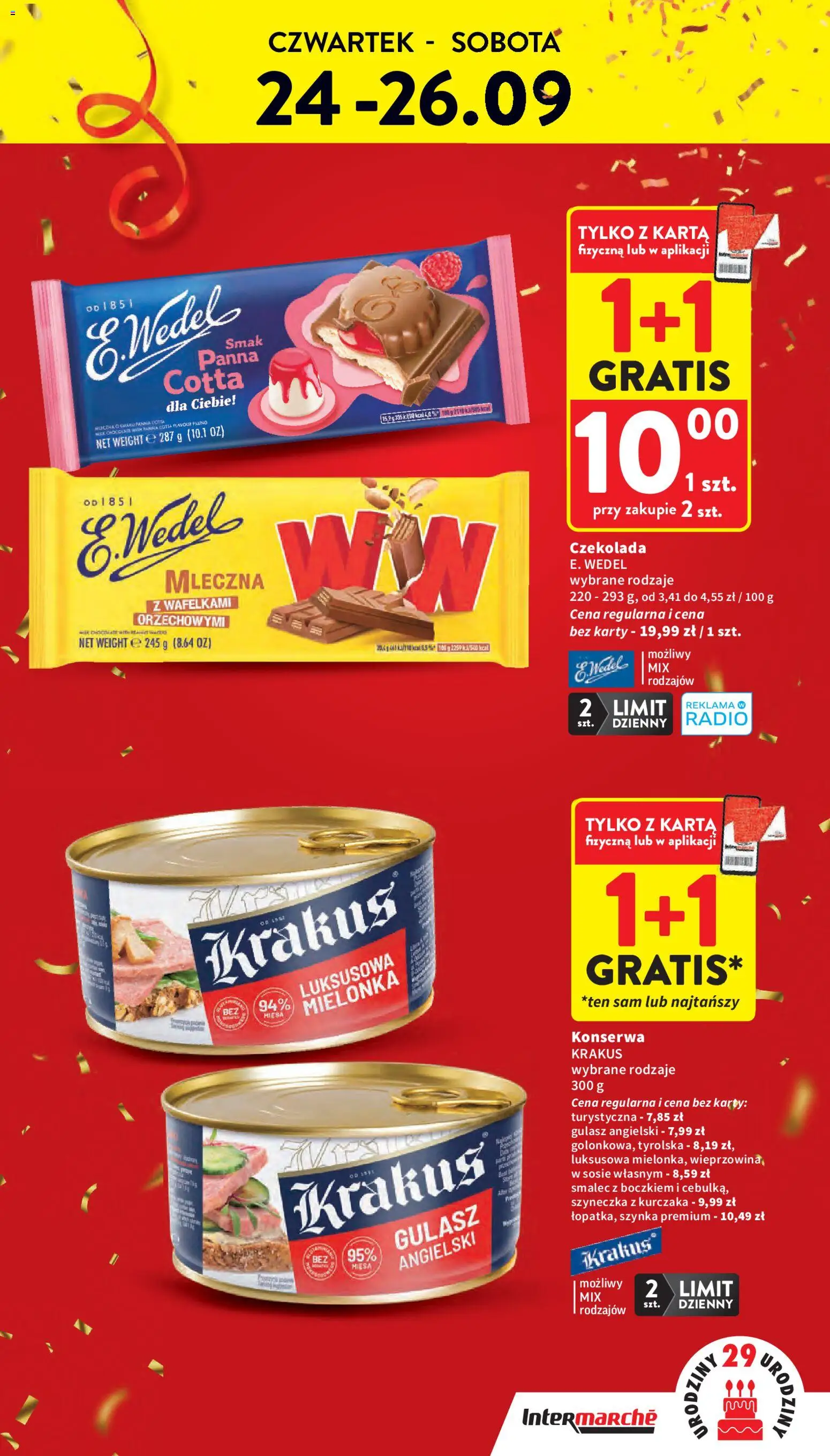 Intermarche gazetka od 24.09.2026 | Strona: 3 | Produkty: Radio, Ariel, Czekolada, Gulasz