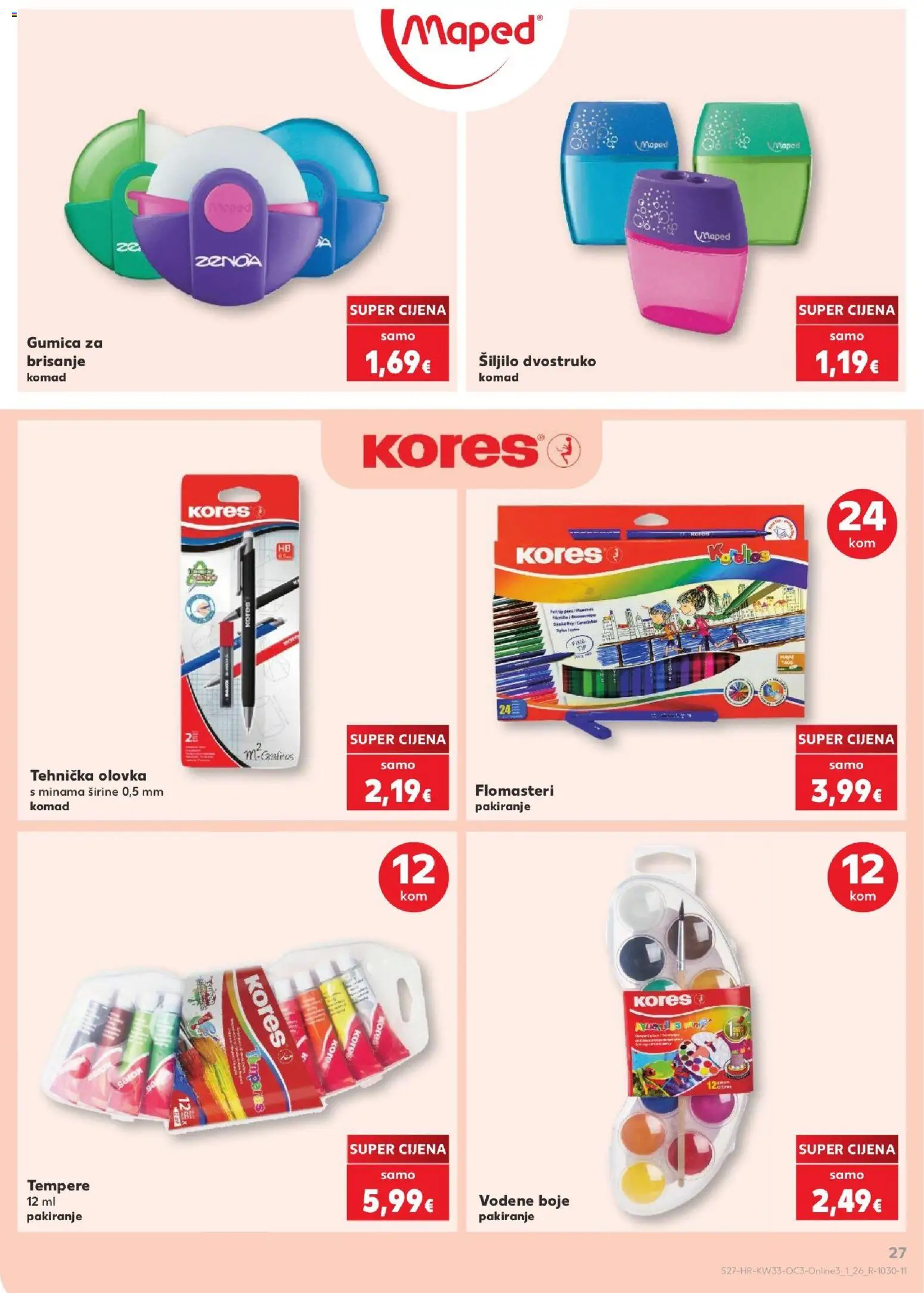 Kaufland katalog | vrijedi od 10.08.2026 | Stranica: 27 | Proizvodi: Vodene boje, Šiljilo, Tempere, Flomasteri