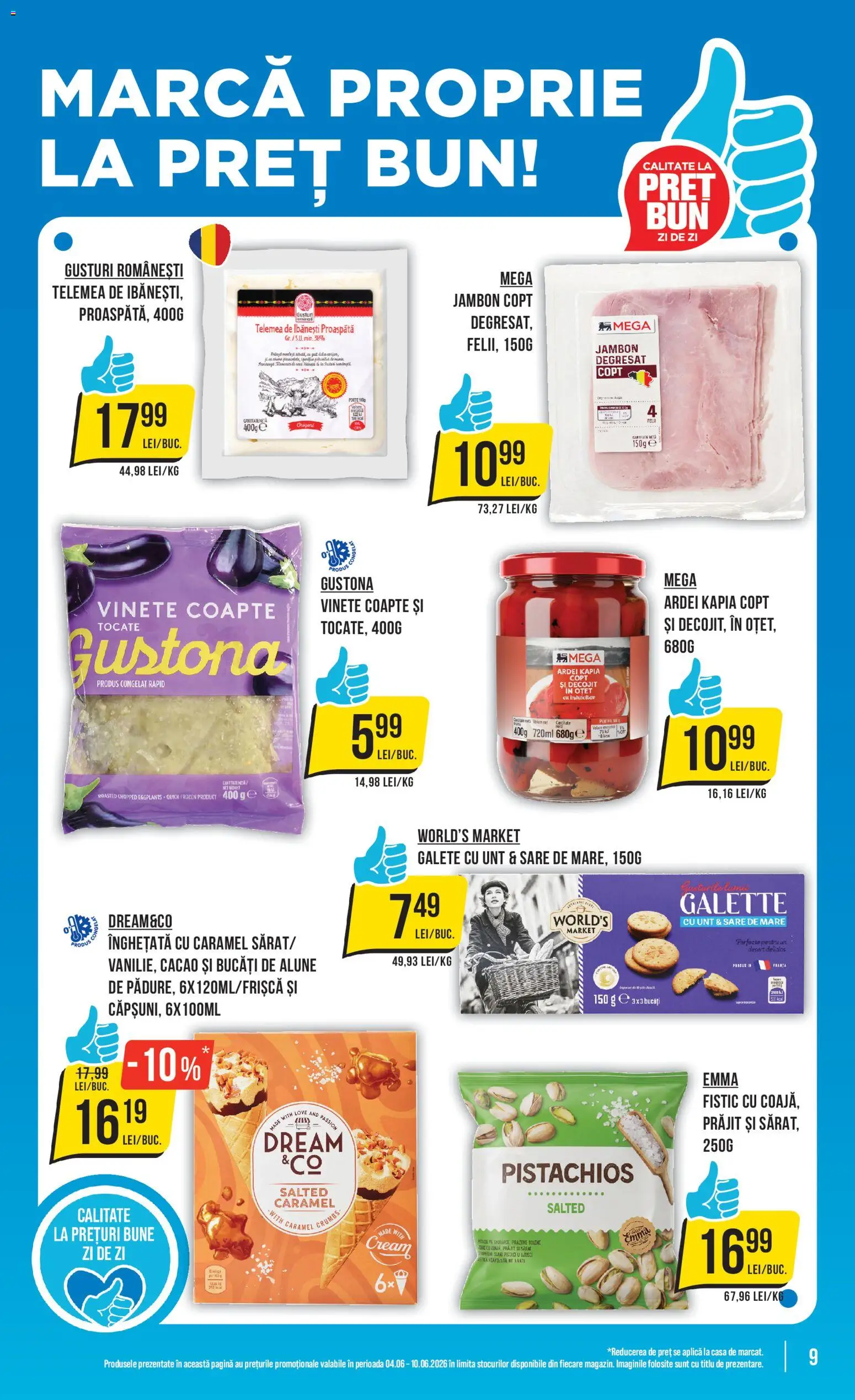 Noul catalog Mega Image – valabil de la 04.06.2026 | Pagină: 9 | Produse: Alune, Unt, Înghețată, Sare