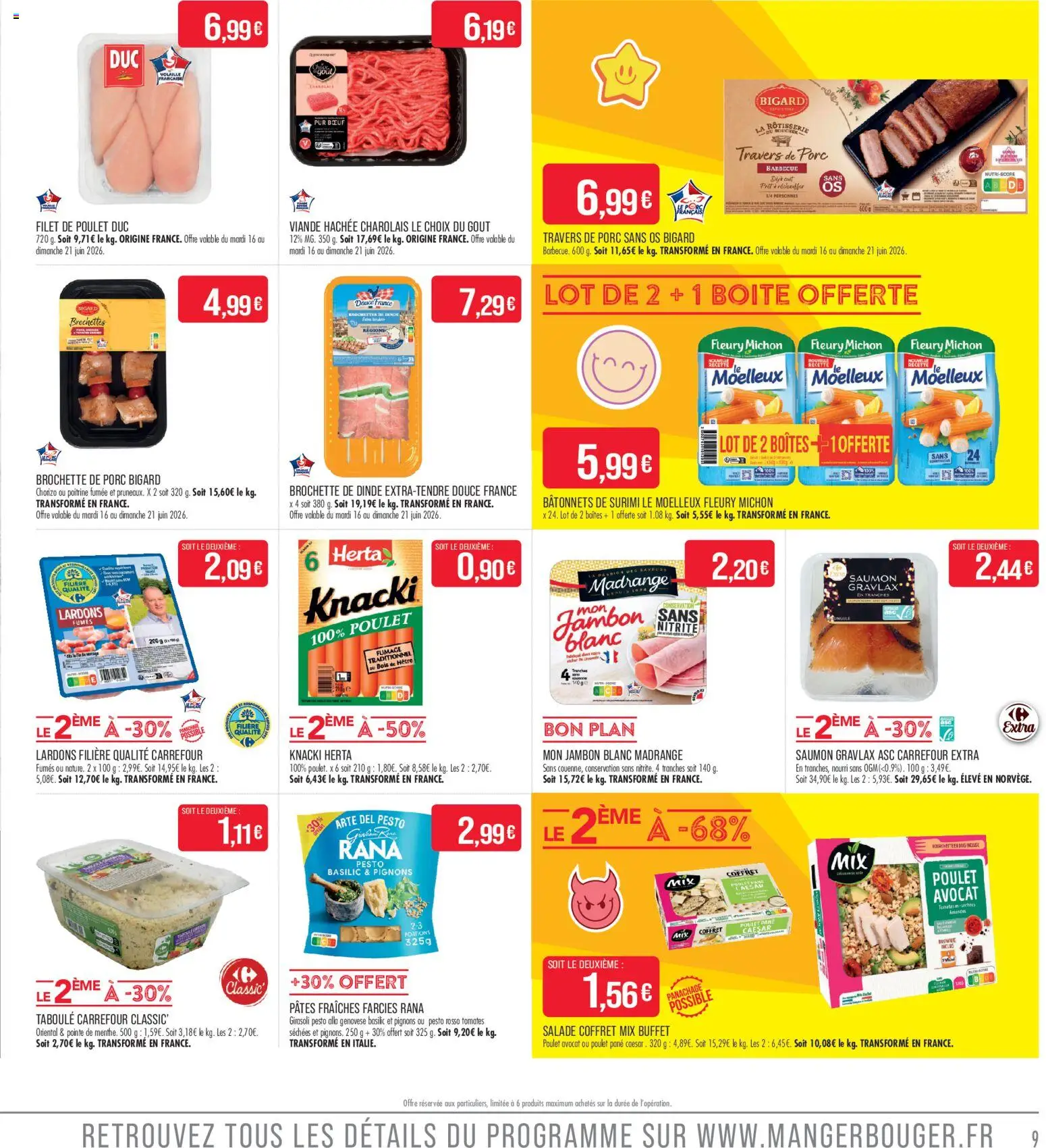 {H1} | Page: 9 | Produits: Chorizo, Lardons, Pesto, Jambon