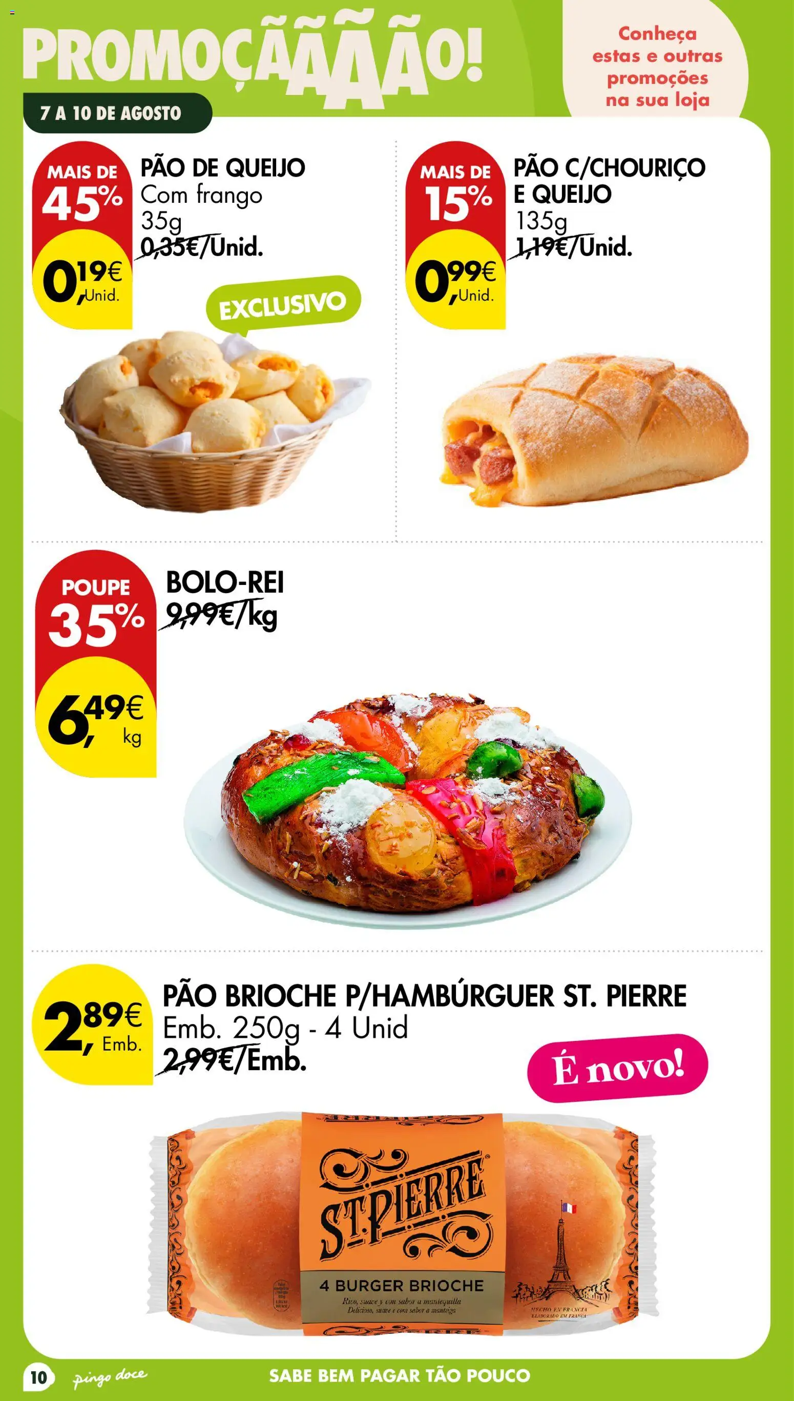 Pingo Doce Poupe este Fim de Semana │ válido de 07/08/2026 | Página: 10 | Produtos: Pão de queijo, Brioche, Manteiga, Queijo