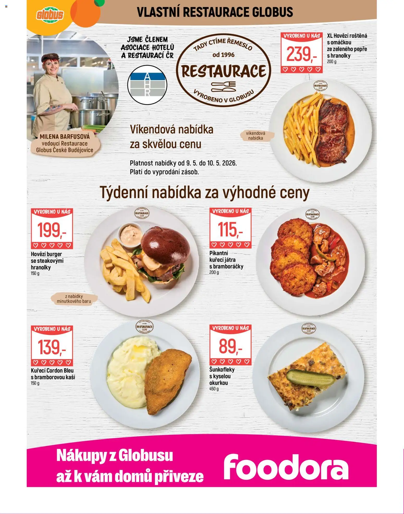Globus leták - České Budějovice od 06.05.2026 | Strana: 7 | Produkty: Burger, Globus, Hovězí roštěná, Kuřecí Játra