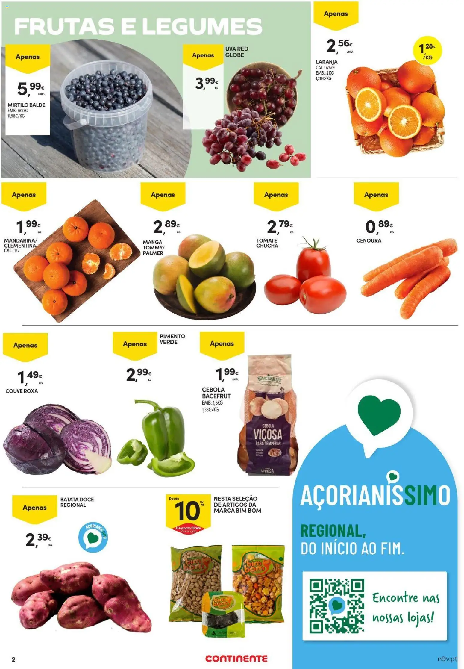Continente Açores │ válido de 17/09/2026 | Página: 2 | Produtos: Manga, Tomate, Cenoura, Pimento