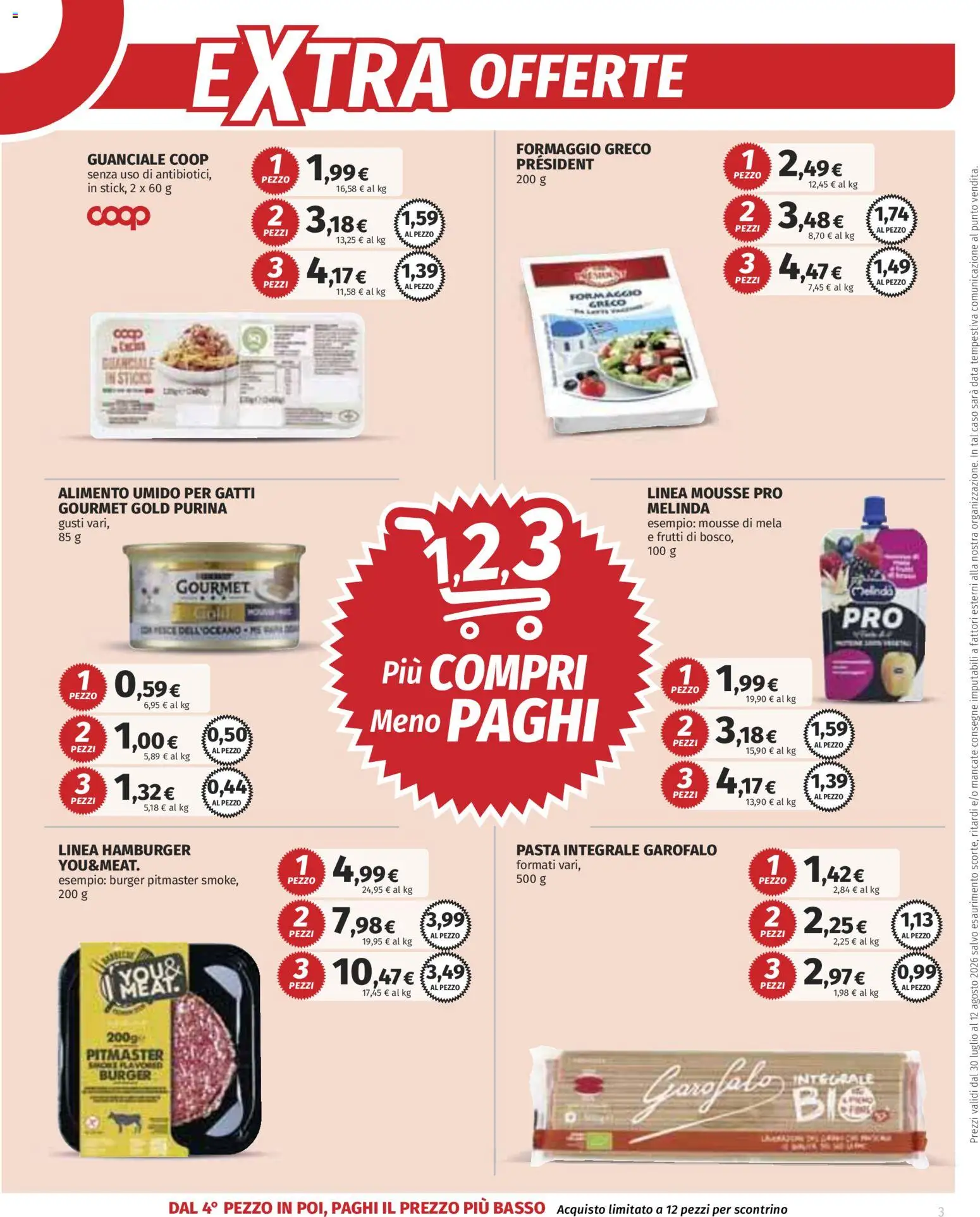 Volantino Ipercoop del 30/07/2026 | Pagina: 3 | Prodotti: Formaggio, Pasta, Data, Guanciale