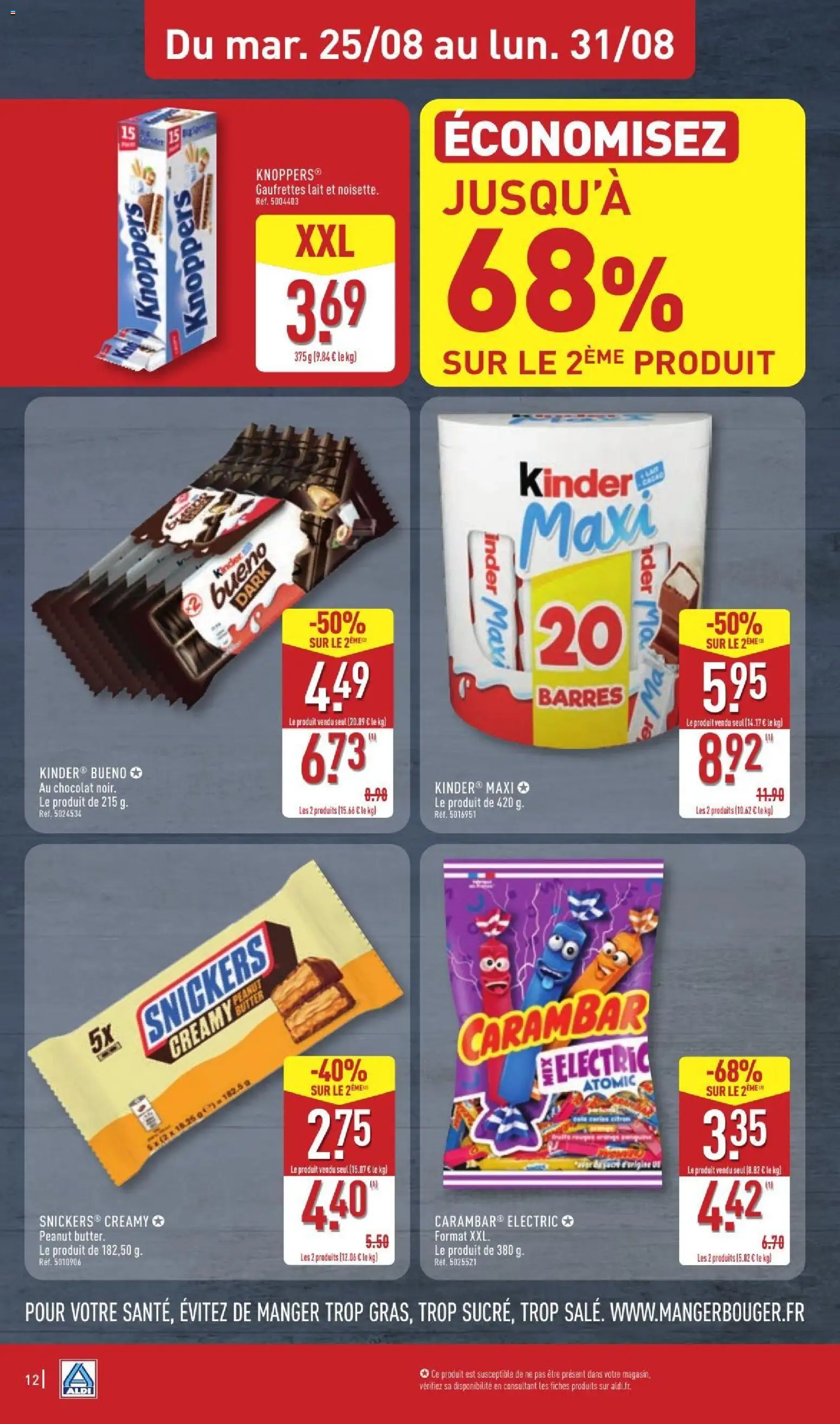 {H1} | Page: 14 | Produits: Carambar, Kinder Bueno, Gaufrettes, Lait