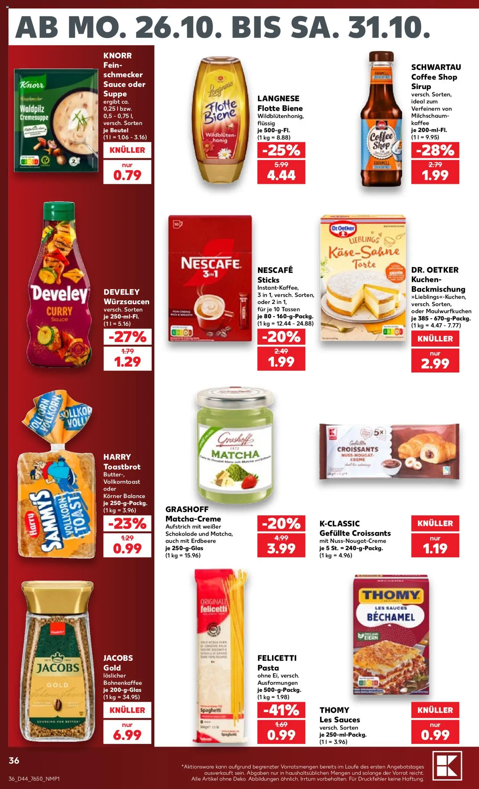 Kaufland Německo leták od 24.10.2026 | Strana: 36 | Produkty: Matcha, Sirup, Jacobs, Nescafé