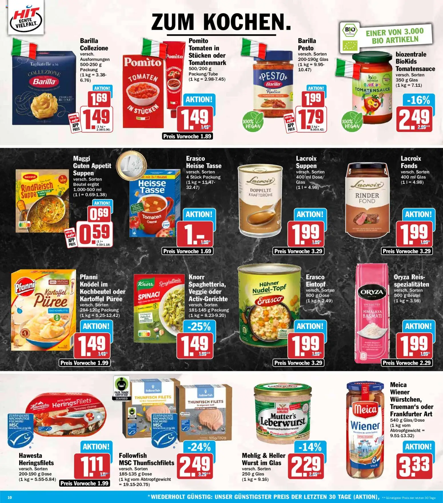 HIT Prospekt – gültig ab 07.09.2026 | Seite: 10 | Produkte: Barilla, Tomaten, Meica, Wurst