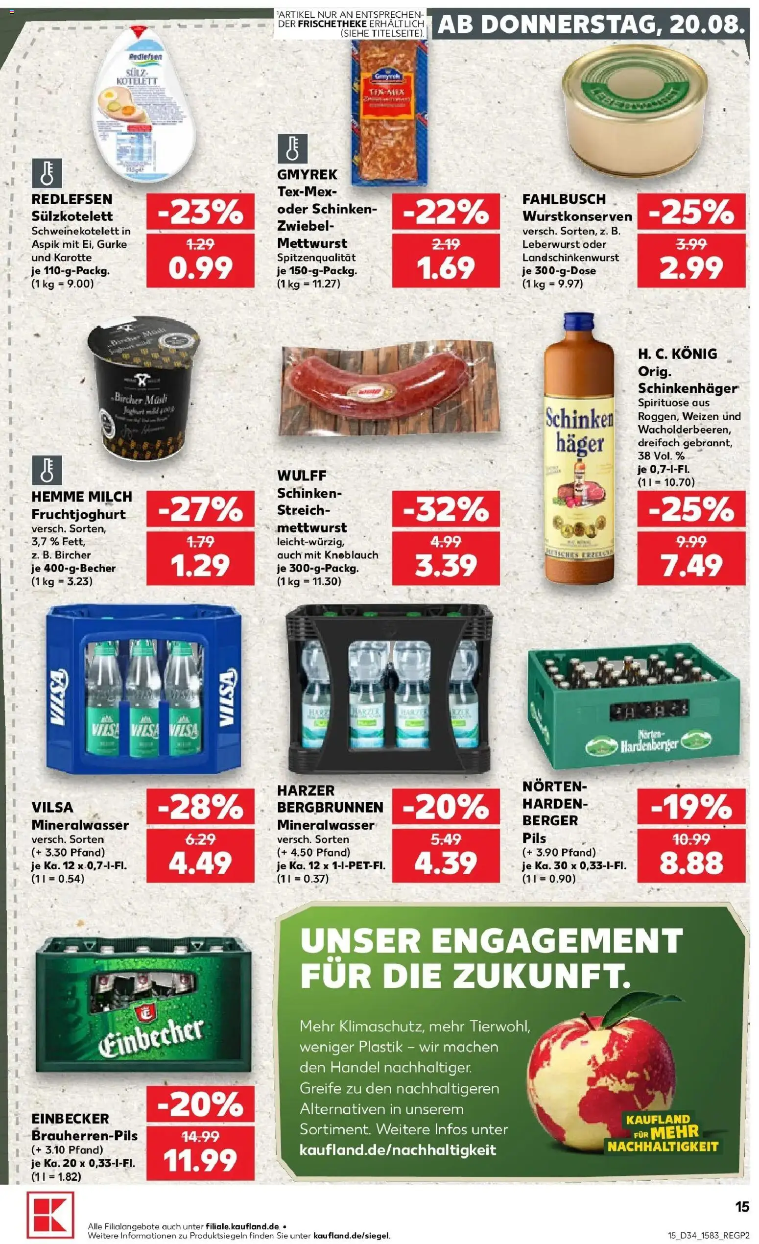 Prospekt Kaufland ab 20.08.2026 » Angebote Online zum Blättern | Seite: 15 | Produkte: Musli, Pils, Mineralwasser, Schinken