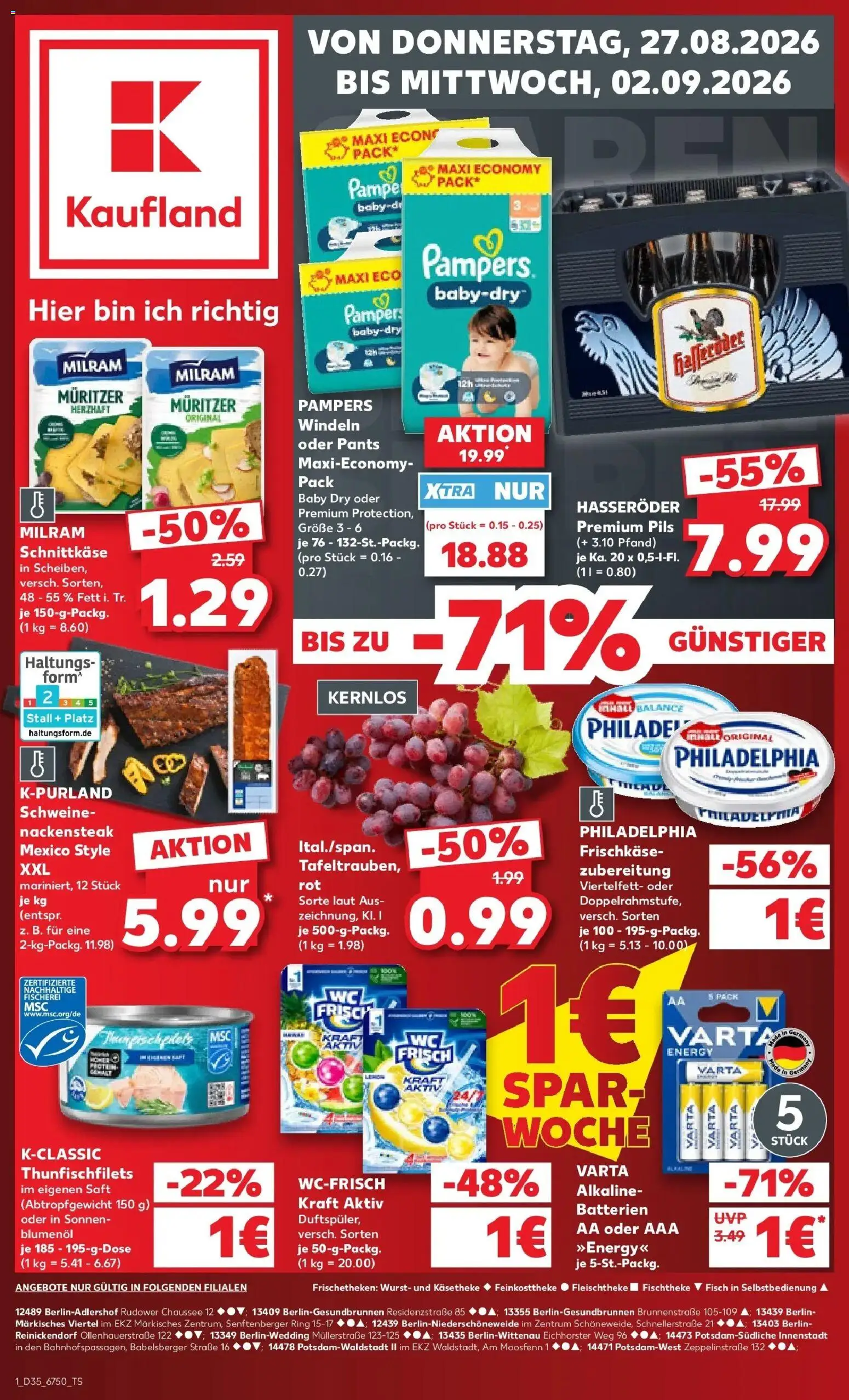 Prospekt Kaufland ab 24.08.2026 » Angebote Online zum Blättern | Seite: 12 | Produkte: Fisch, Wurst, Saft, Hasseröder