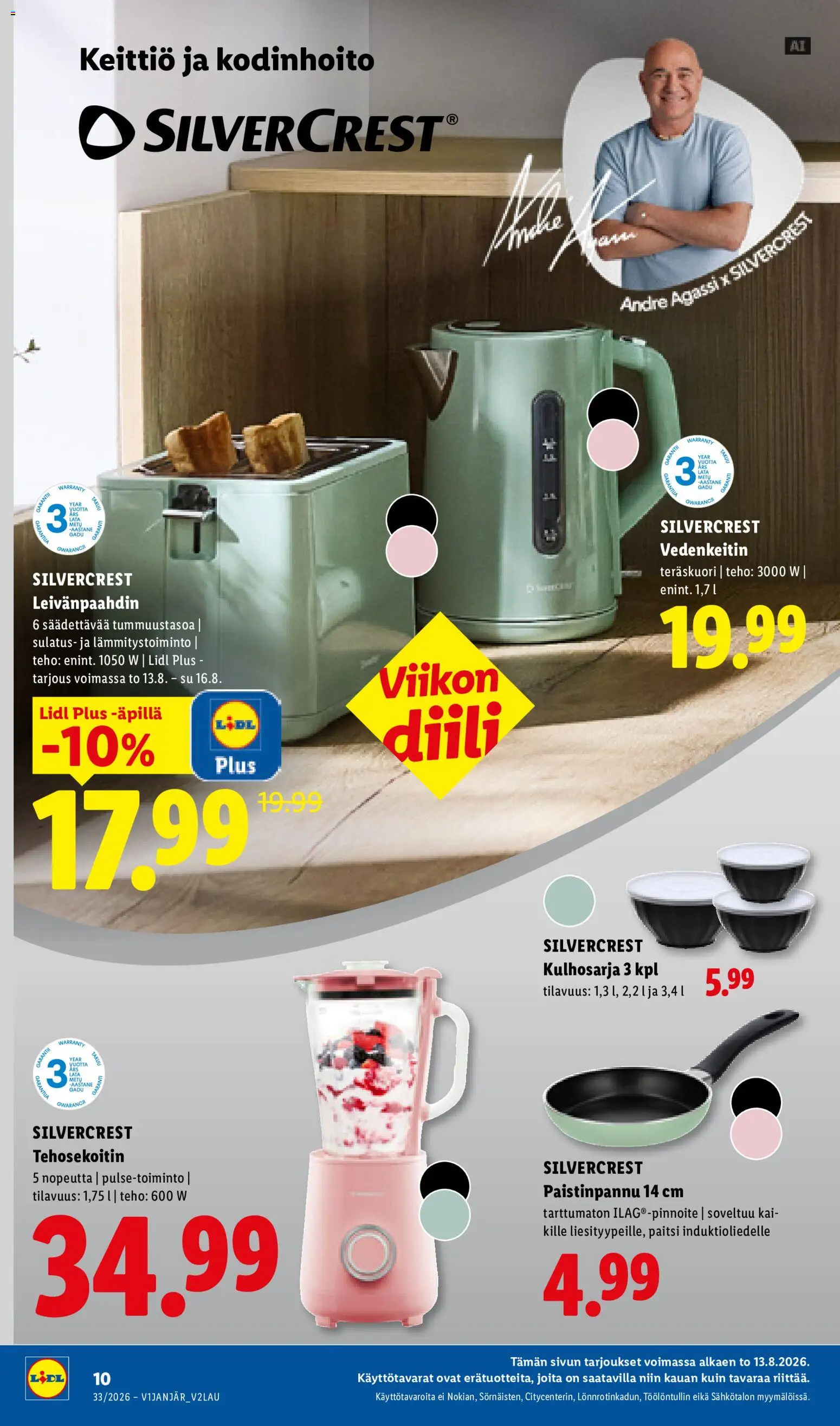 Lidl tarjoukset - Rovaniemi – voimassa 13/08/2026 alkaen | Sivu: 14 | Tuotteet: Leivänpaahdin, Paistinpannu, Keittiö, Tehosekoitin