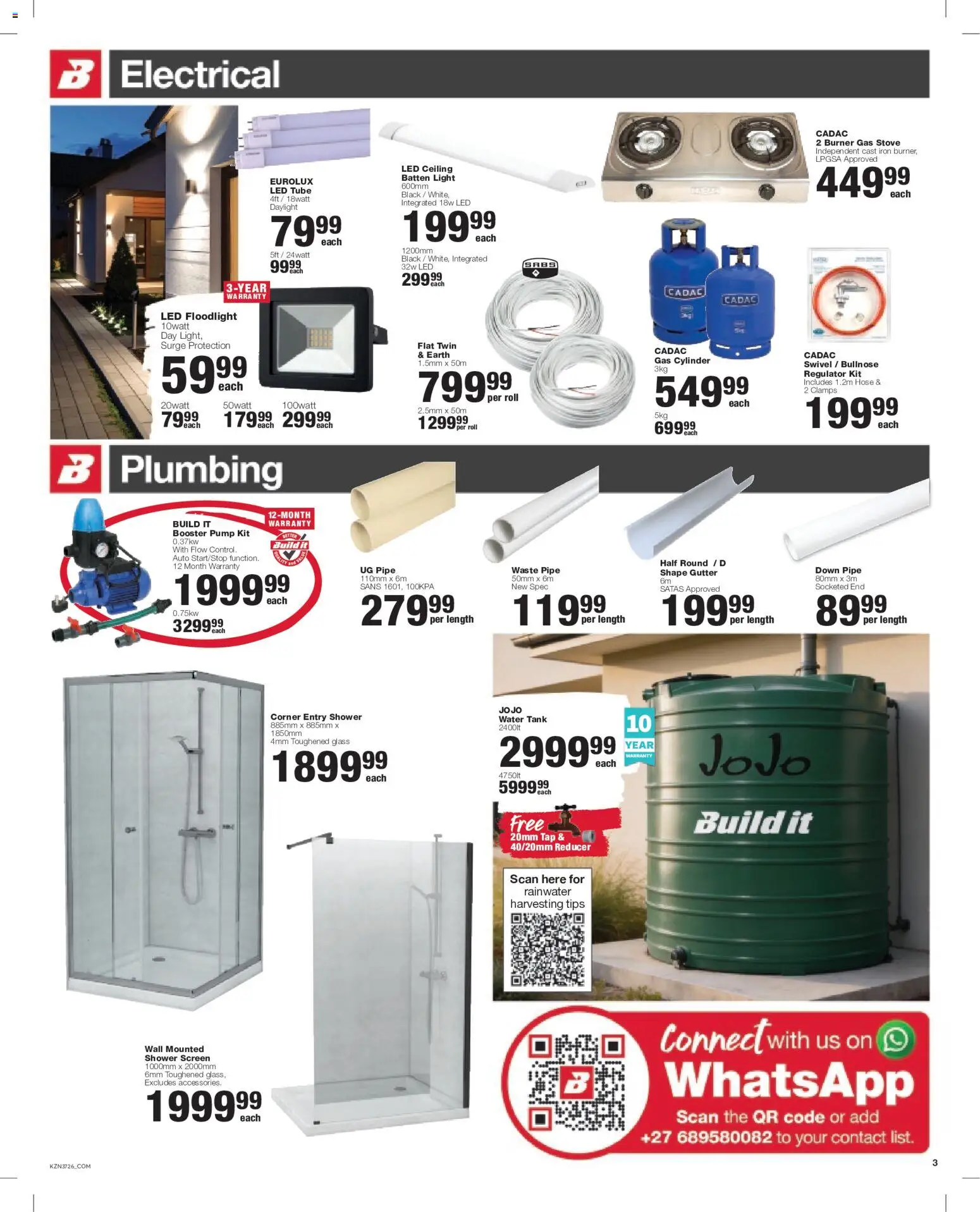 New Build It catalogue – valid from 23/07/2026 | Page: 2 | Products: Stove, Shower, Light, Gas stove