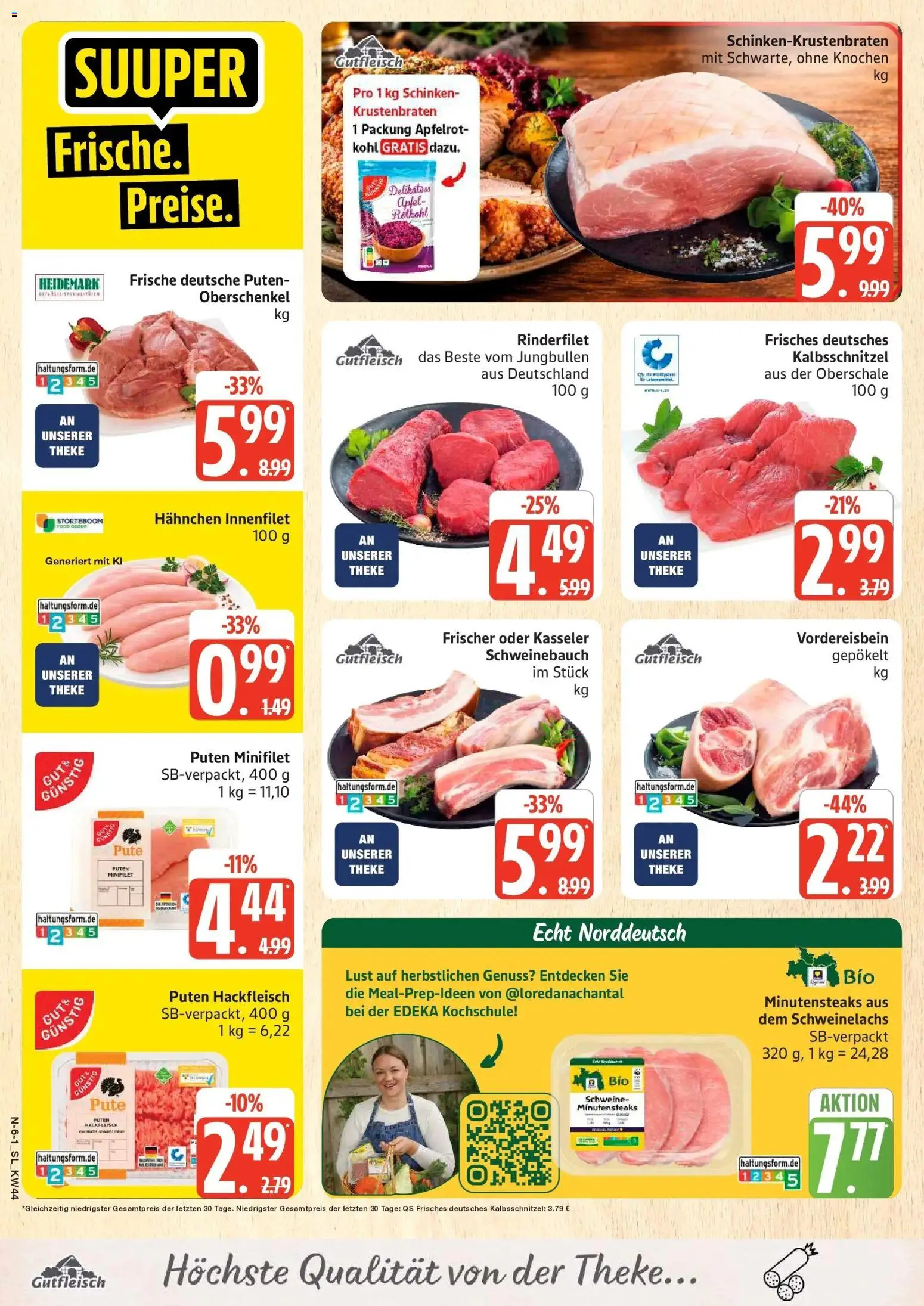Edeka Prospekt Schleswig (ab 26.10.2026) » Angebote Online | Seite: 6 | Produkte: Pute, Rinderfilet, Schweinebauch, Schinken