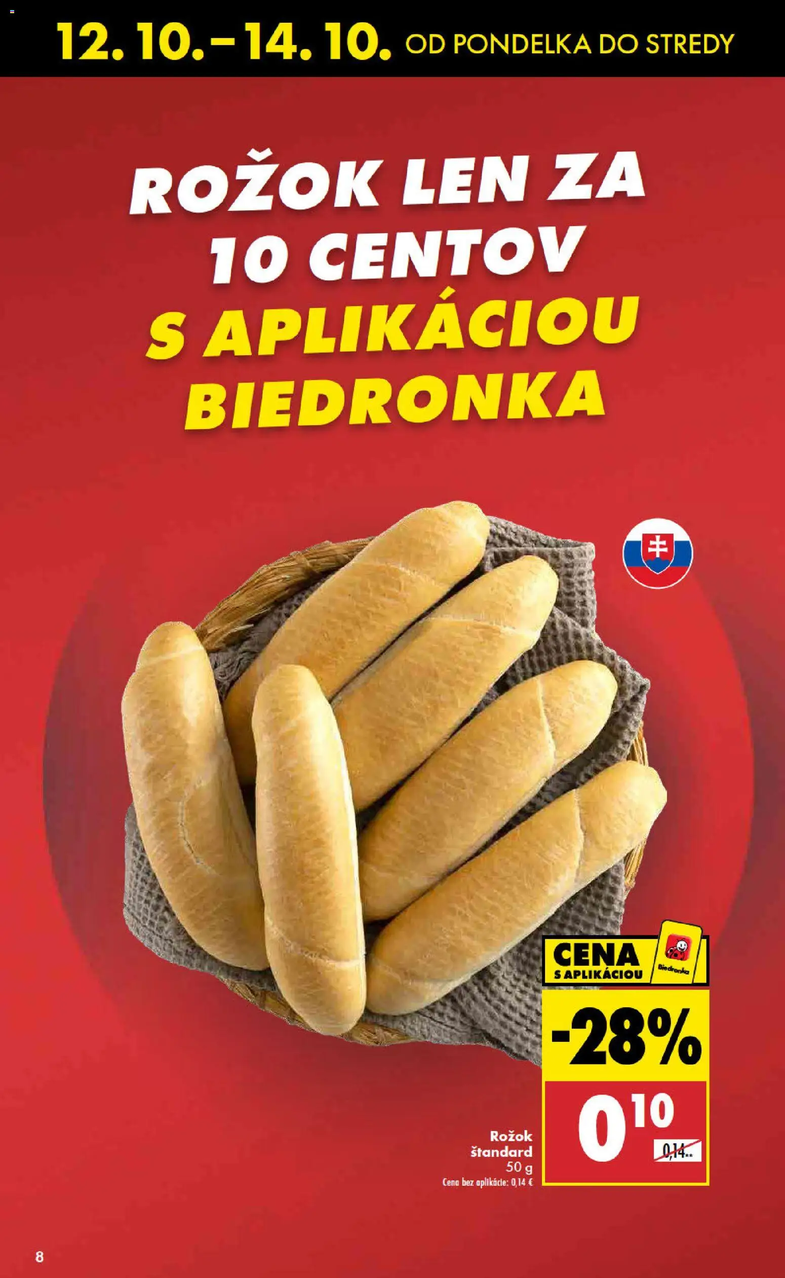 Nové Biedronka akcie – leták je platný od 12.10.2026 | Strana: 8 | Produkty: Rožok
