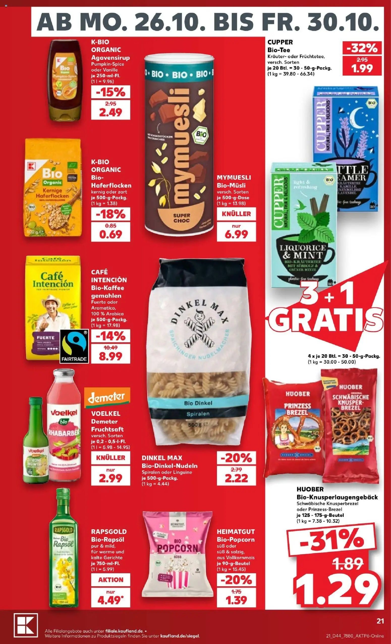 Kaufland Prospekt Hamburg – gültig ab 25.10.2026 | Seite: 21 | Produkte: Gerichte, Rhabarber, Fruchtsaft, Popcorn