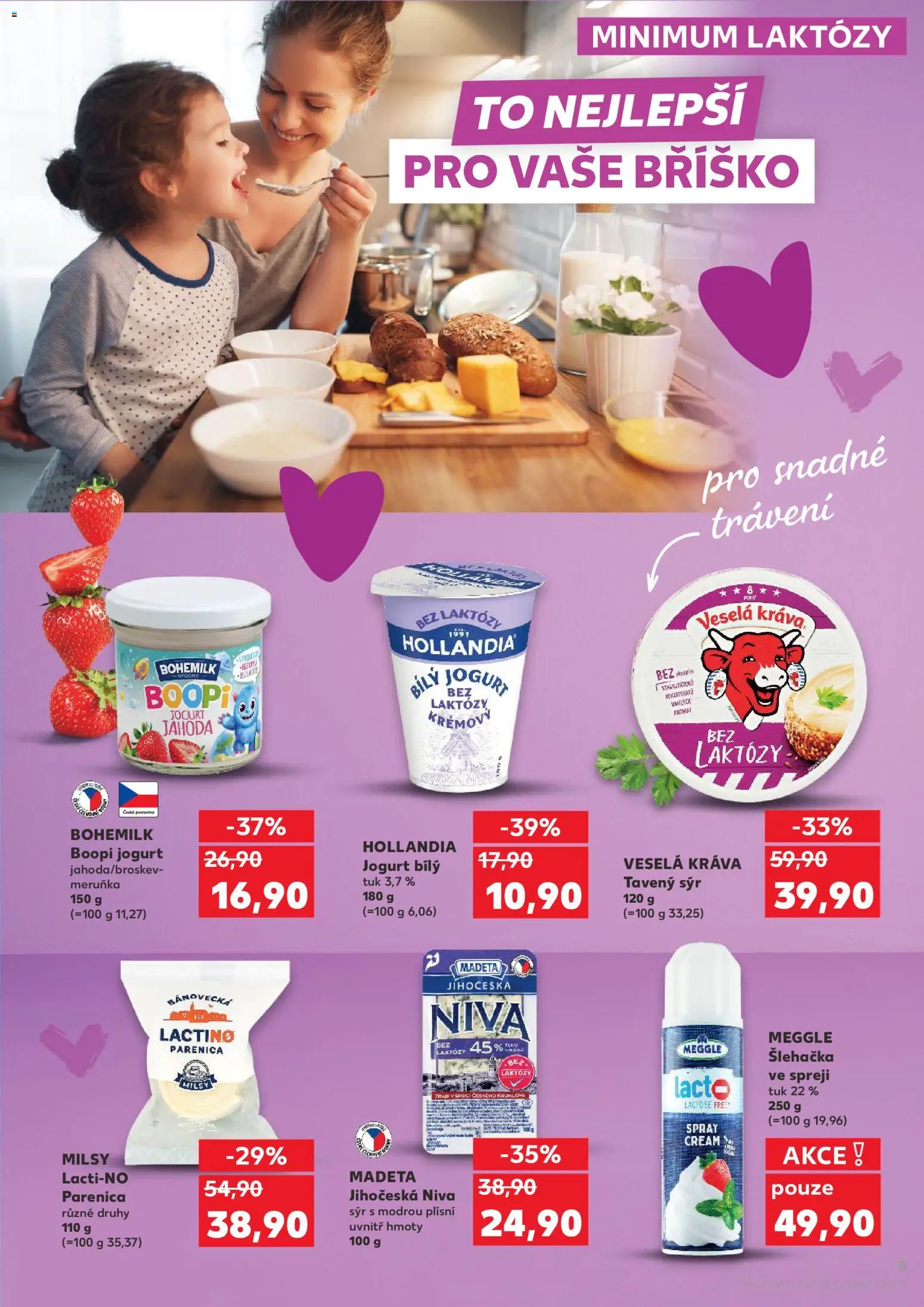 Kaufland leták - Plzeň Bory od 01.07.2026 | Strana: 5 | Produkty: Sýr, Jogurt, Šlehačka ve spreji, Šlehačka