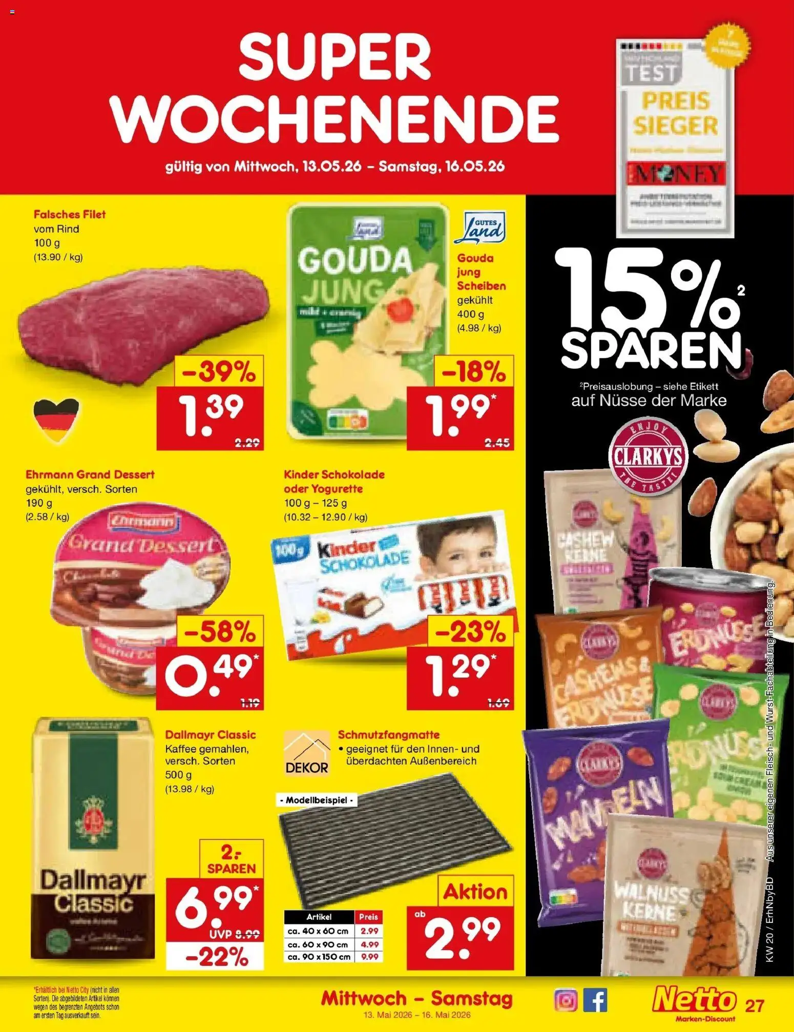 Netto Marken-Discount Prospekt Ergolding	 – gültig ab 10.05.2026 | Seite: 38 | Produkte: Kinder schokolade, Schokolade, Ehrmann grand dessert, Nüsse