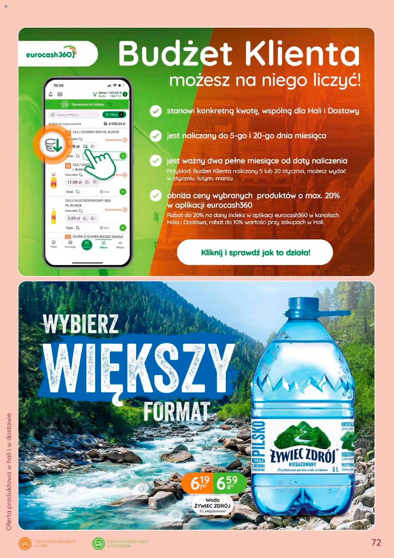Eurocash gazetka od 28.05.2026 | Strona: 72 | Produkty: Woda żywiec, Oliwa z oliwek, Olej, Woda