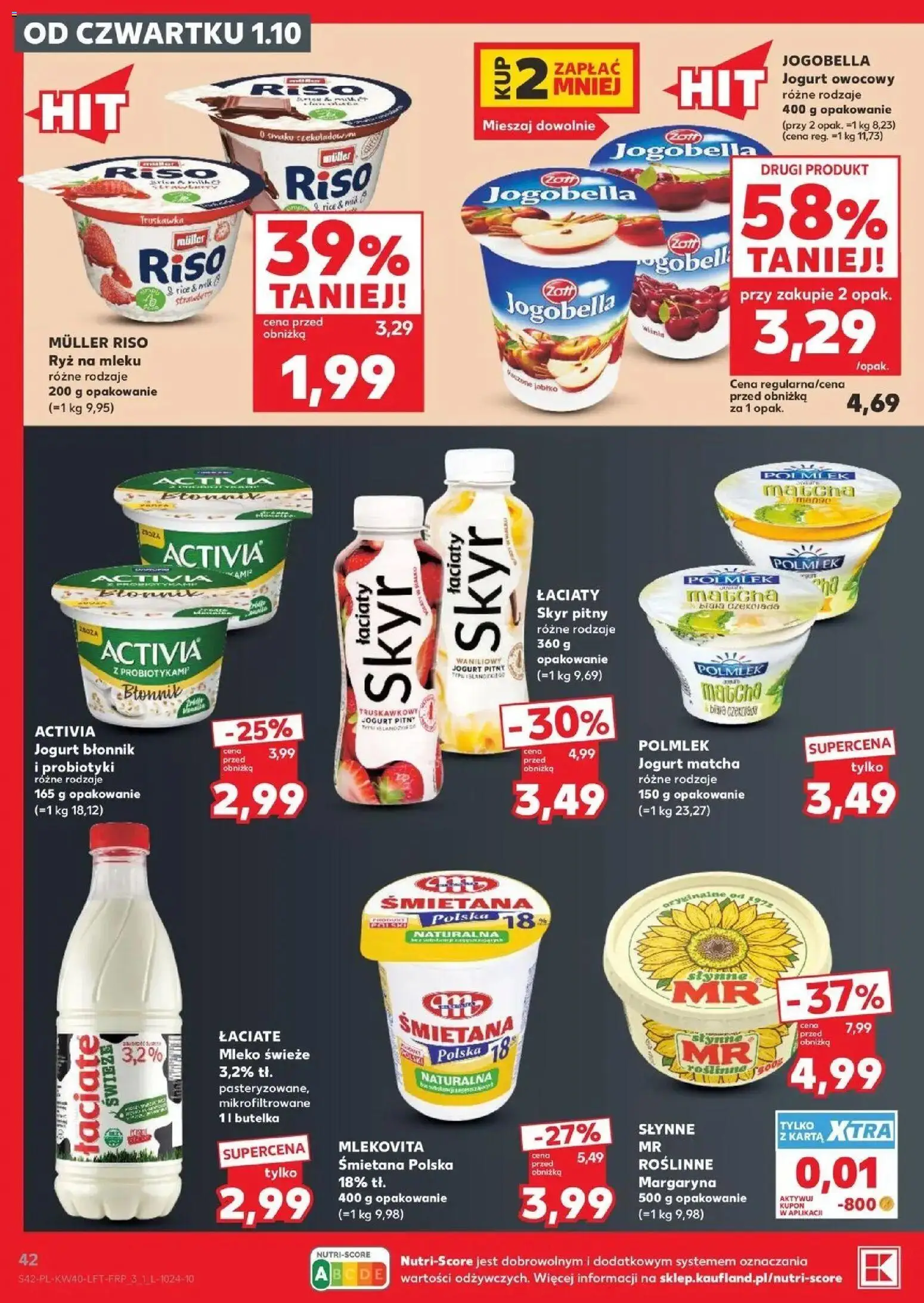 Kaufland gazetka od 01.10.2026 - od jutra PDF | Strona: 42 | Produkty: Błonnik, Jogurt owocowy, Mleko, Probiotyki
