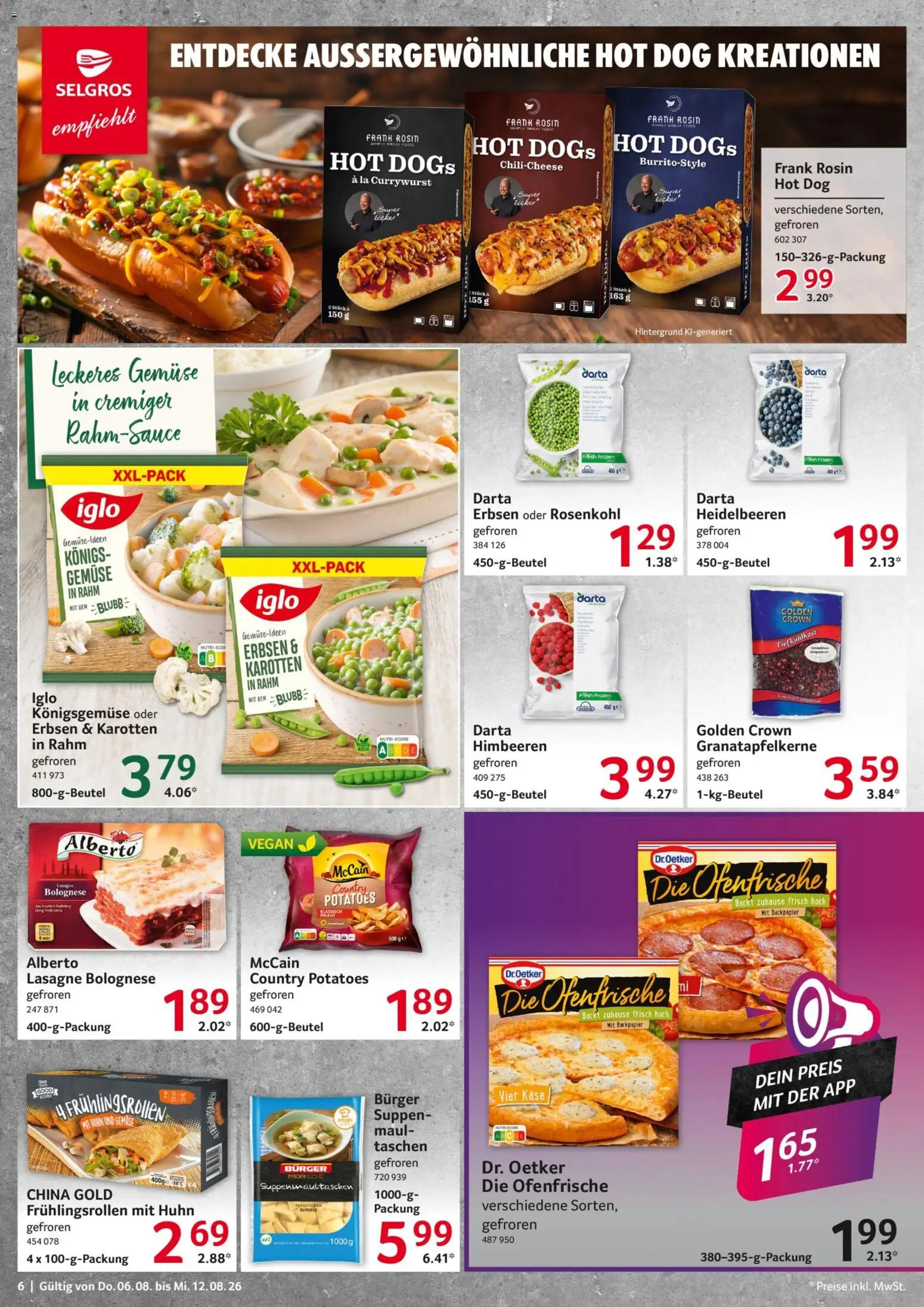 Selgros Prospekt – gültig ab 06.08.2026 | Seite: 6 | Produkte: Himbeeren, Käse, Ofenfrische, Heidelbeeren