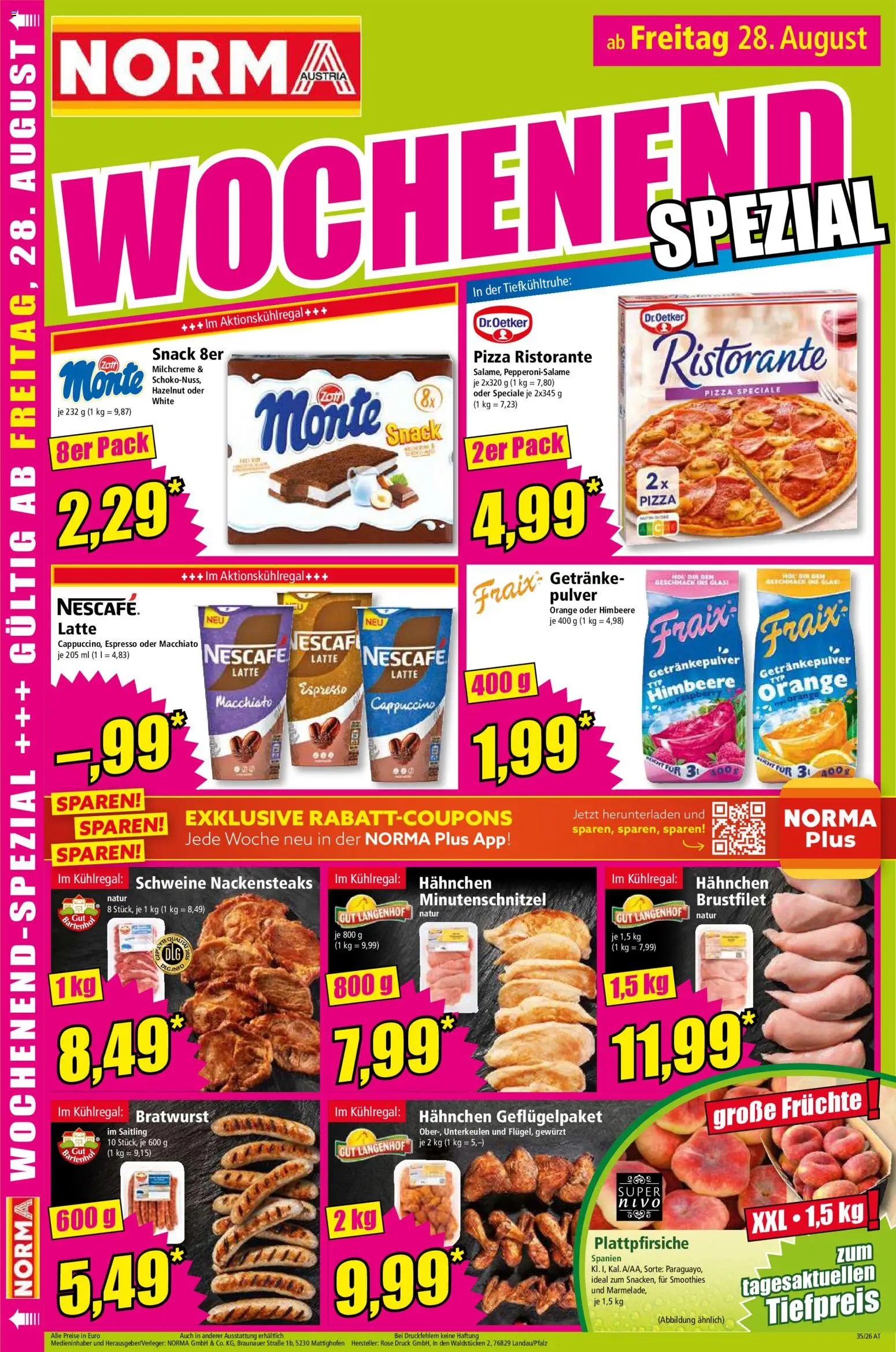 Norma Flugblatt gültig ab 24.08.2026 | Seite: 16 | Produkte: Getränke, Himbeere, Pizza