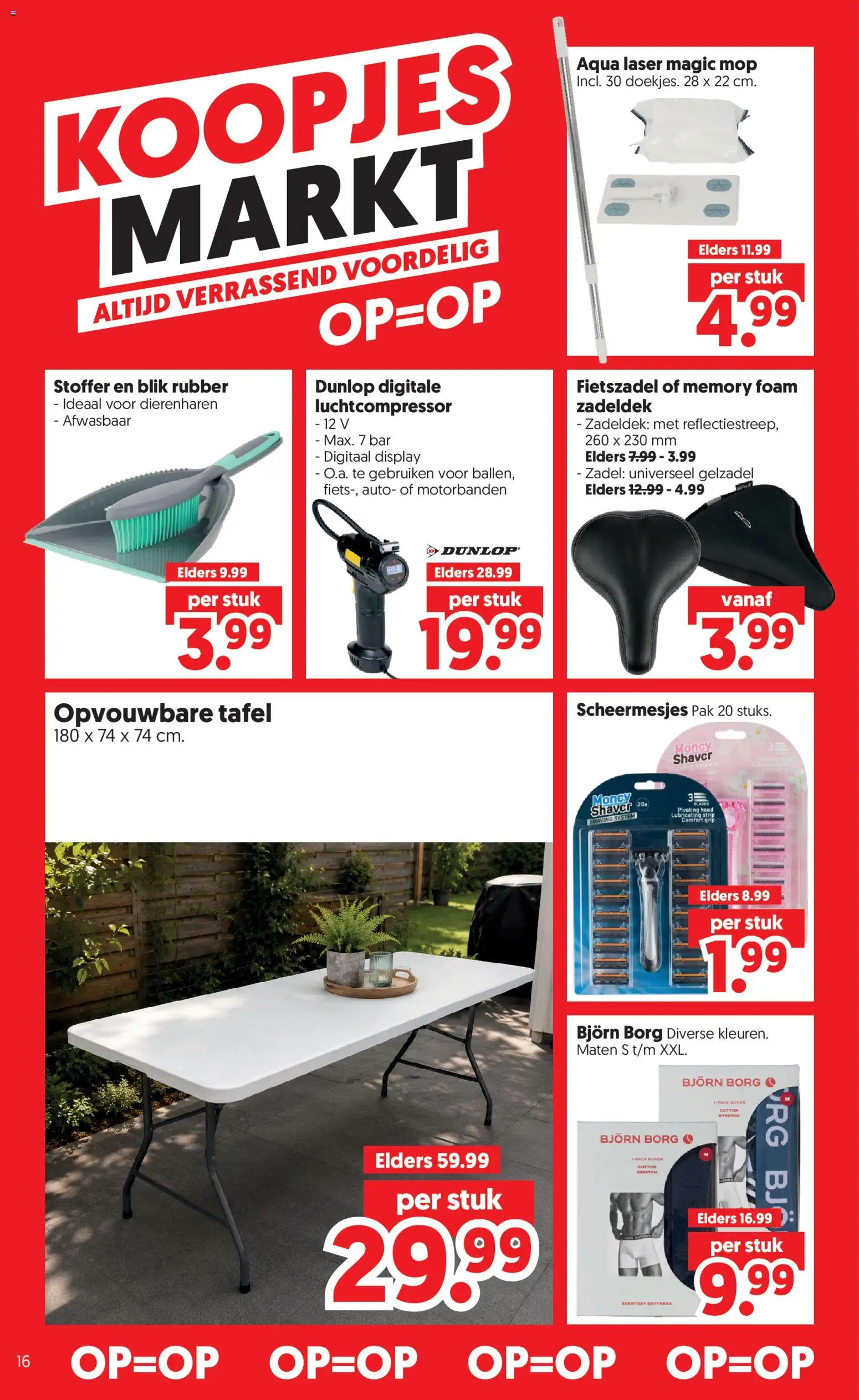 {H1} | Pagina: 18 | Producten: Stoffer, Opvouwbare tafel, Luchtcompressor, Tafel