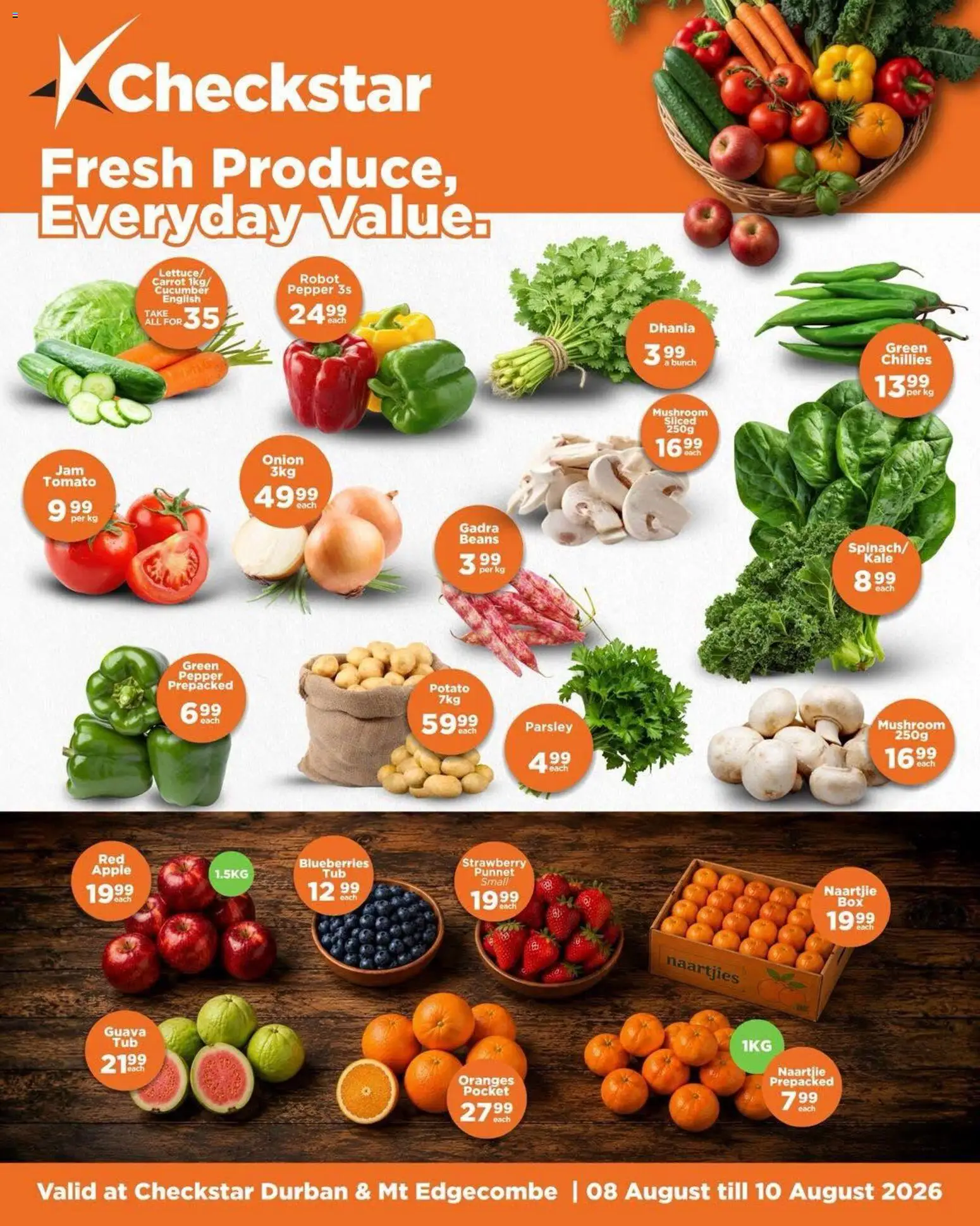 New Check Star catalogue – valid from 08/08/2026 | Page: 1 | Products: Parsley, Beans, Oranges, Onion