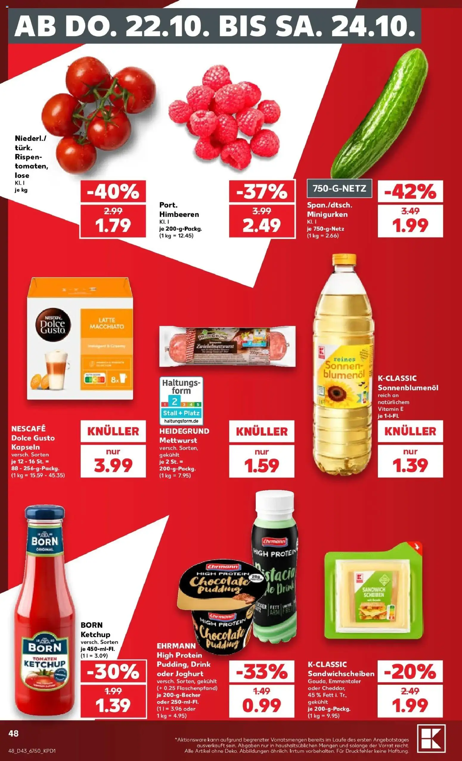 Prospekt Kaufland ab 19.10.2026 » Angebote Online zum Blättern | Seite: 52 | Produkte: Himbeeren, Nescafe, Sonnenblumenol, Ketchup