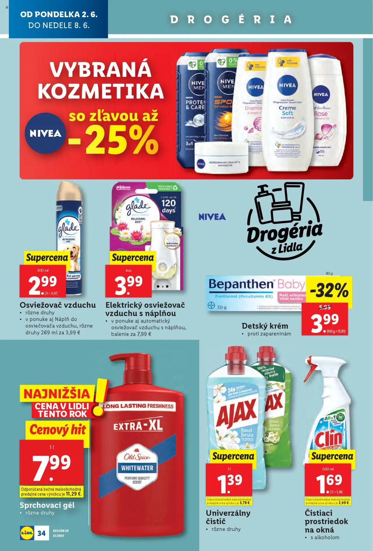Nové Lidl akcie – leták je platný od 02.06.2025 | Strana: 44 | Produkty: Osviežovač vzduchu, Old Spice, Čistiaci prostriedok, Krém