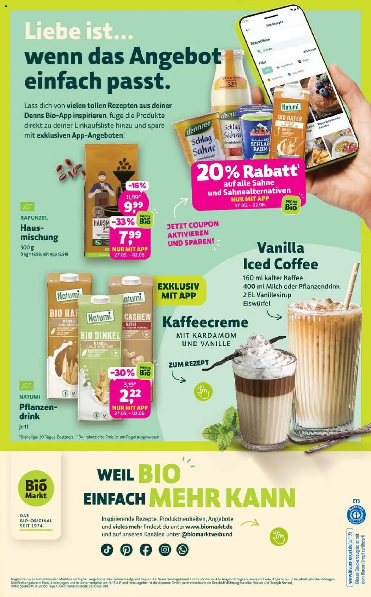 BioMarkt Prospekt 	 – gültig ab 20.05.2026 | Seite: 14 | Produkte: Milch, Kaffee, Regal, Sahne