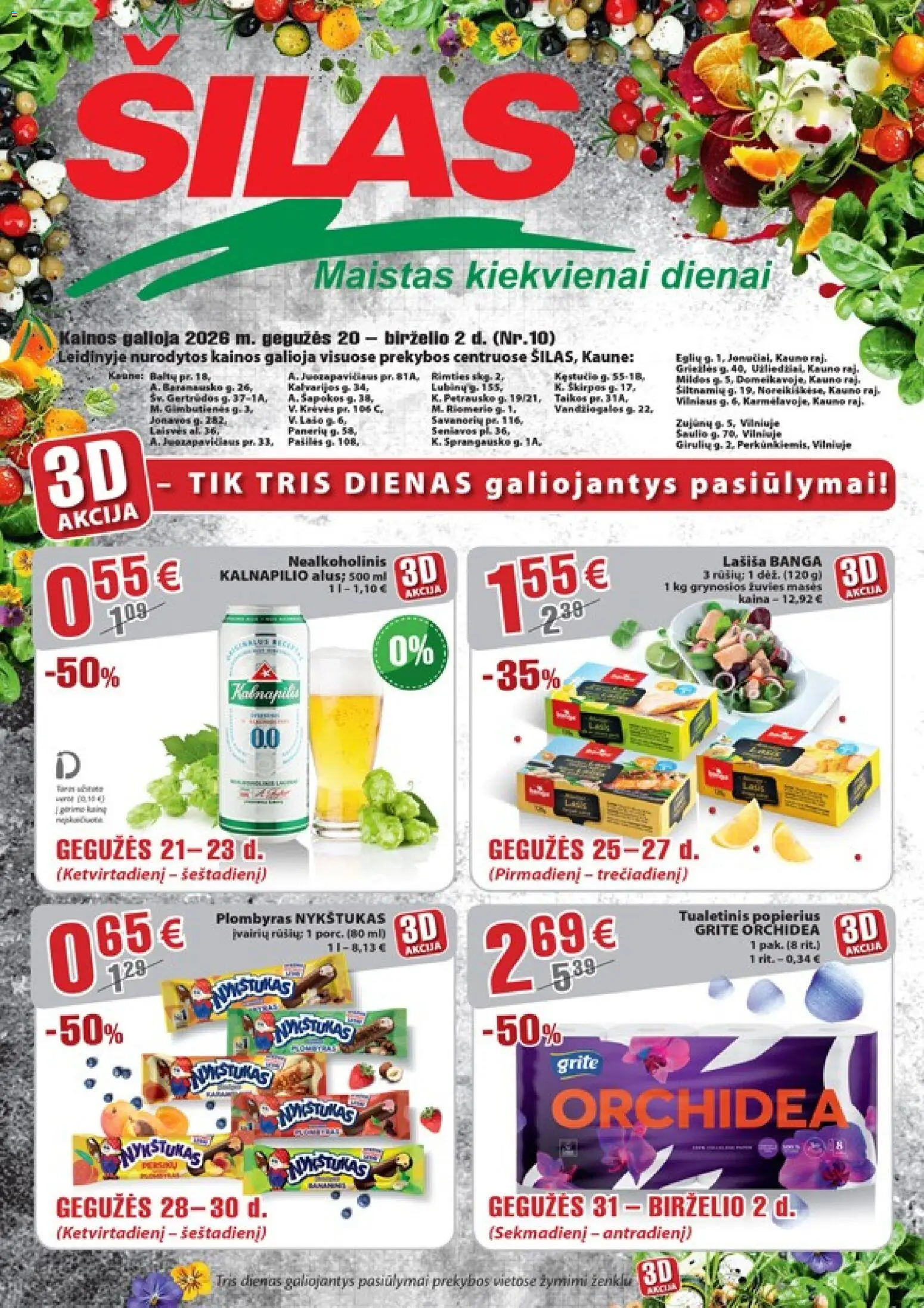 Šilas akcijos nuo 20.05.2026 | Puslapis: 1 | Prekių: Plombyras, Tualetinis popierius