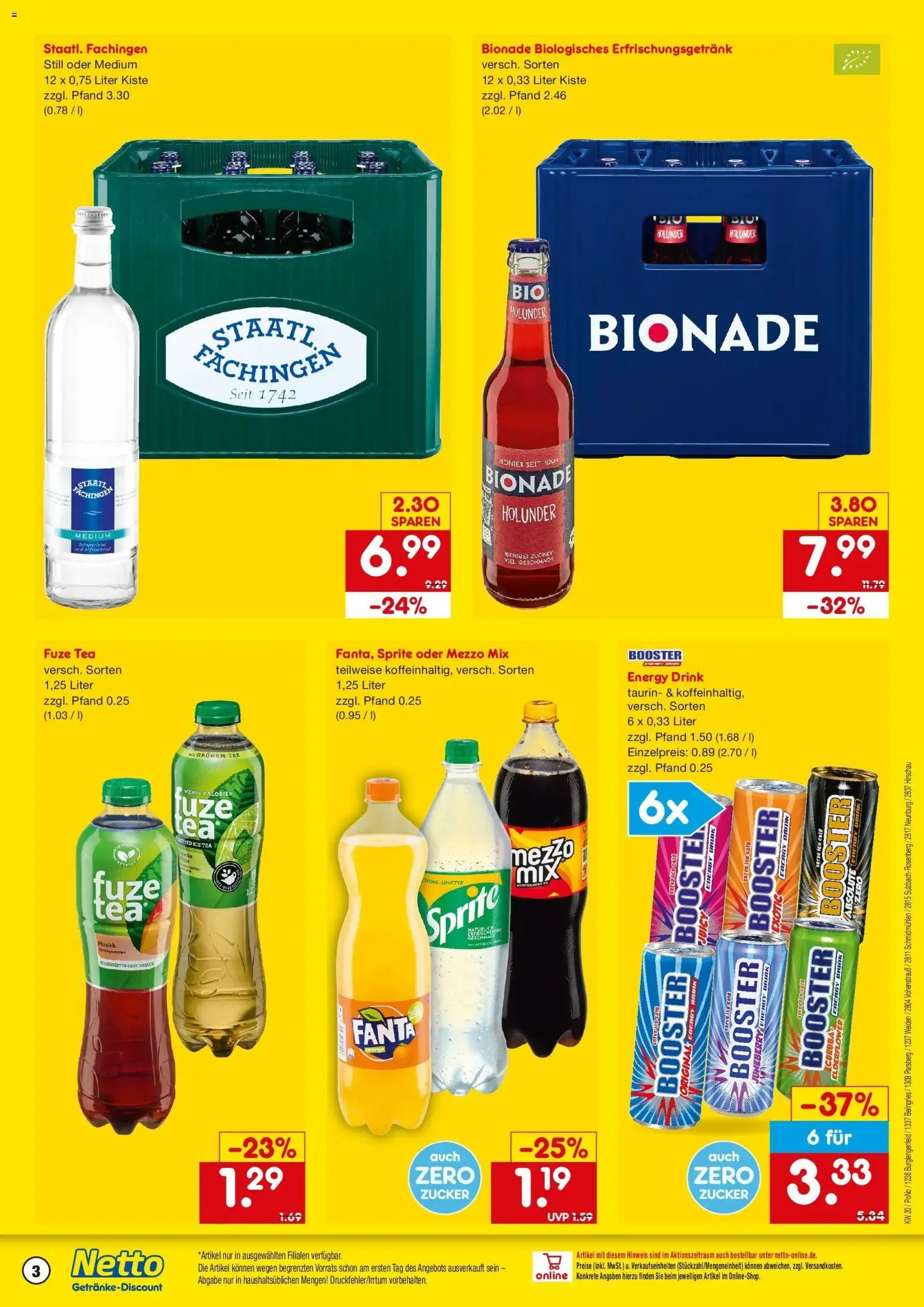 Netto Marken-Discount Prospekt Schmidmühlen	 – gültig ab 10.05.2026 | Seite: 3 | Produkte: Fuze tea, Mezzo mix, Energy, Bionade