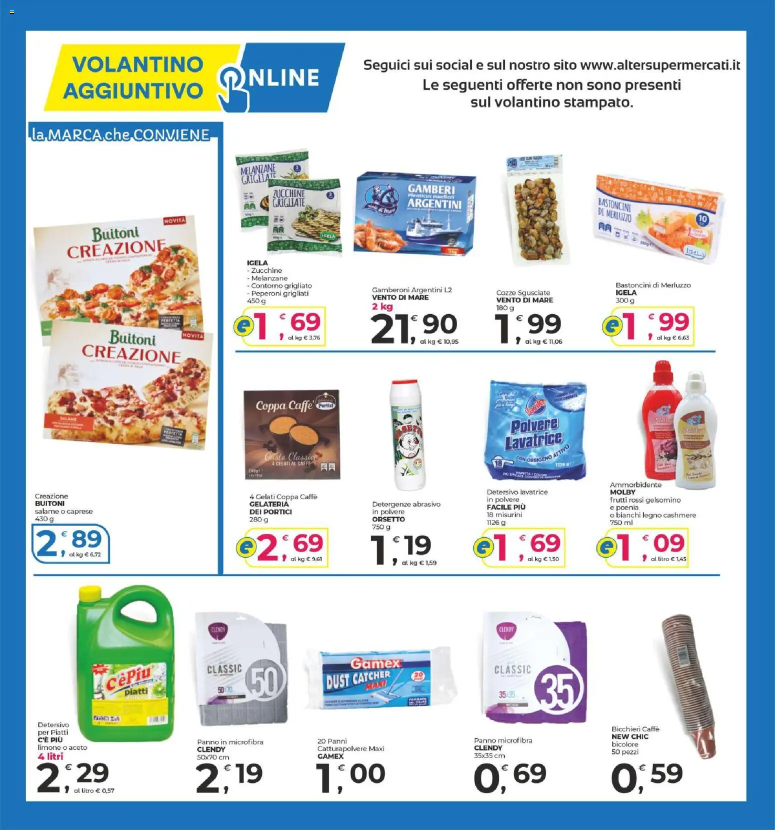 Volantino Alter Discount del 06/08/2026 | Pagina: 14 | Prodotti: Ammorbidente, Cozze, Lavatrice, Panni
