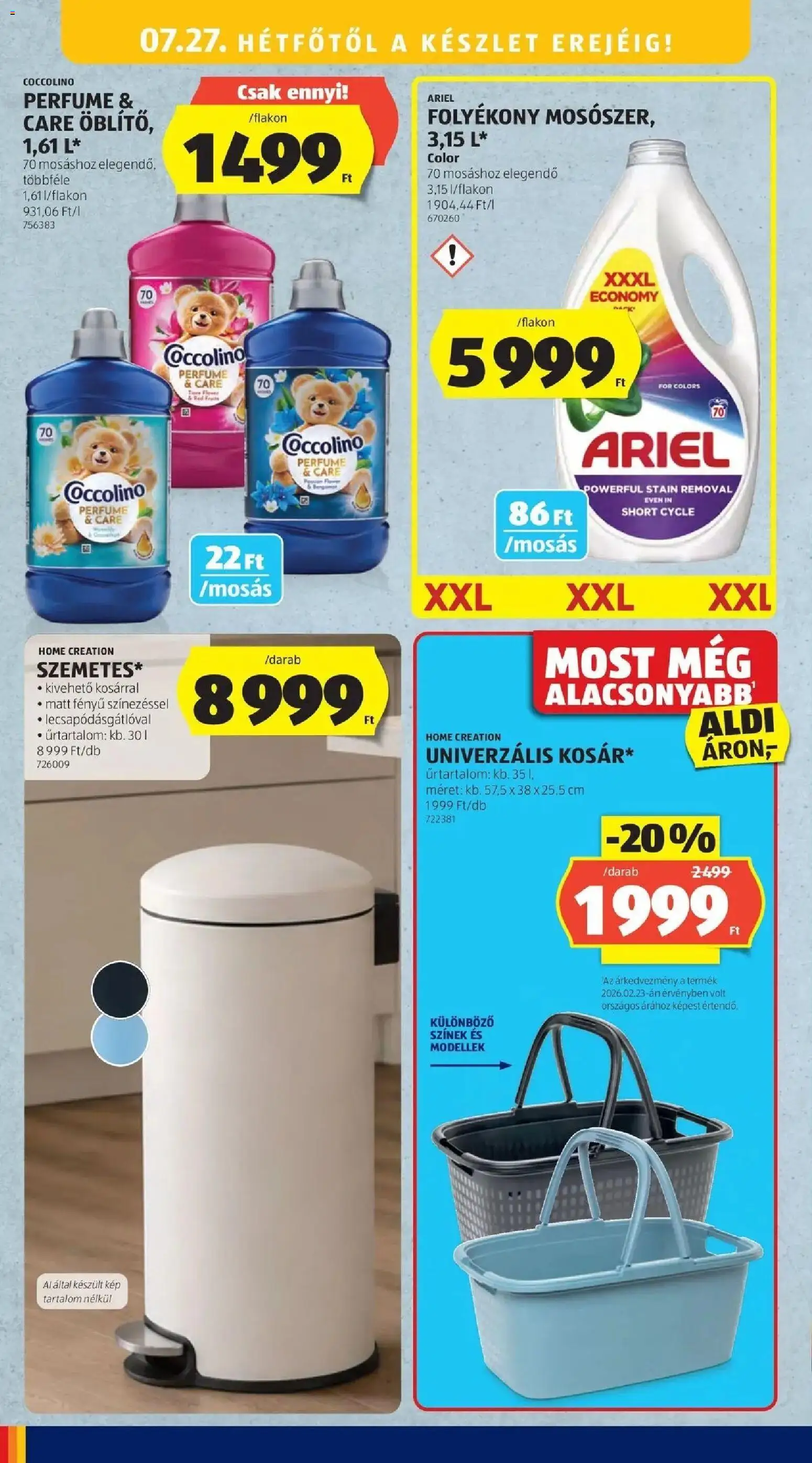 Aldi akciós ujság - amely érvényes a következő dátumtól: 2026.07.18. | Oldal: 50 | Termékek: Ariel, Coccolino