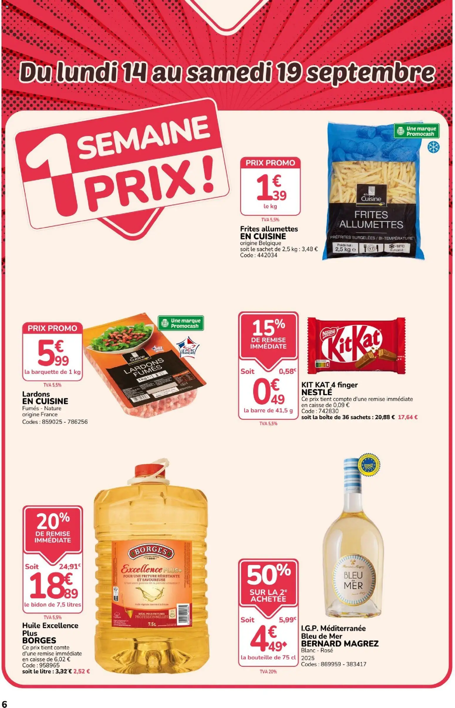 {H1} | Page: 6 | Produits: Poids, Frites, Lardons, Bouteille