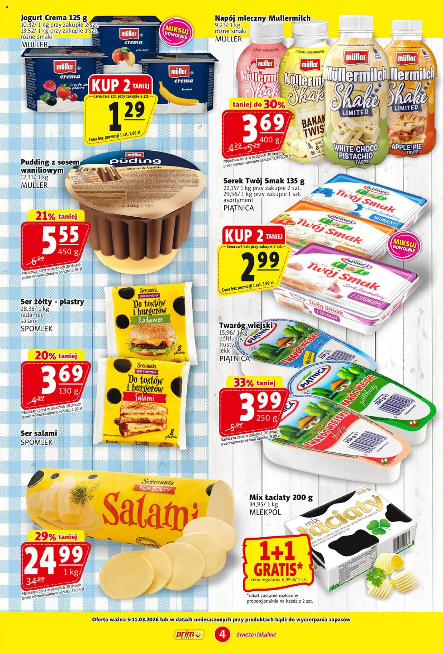 Prim Market gazetka od 05.03.2026 | Strona: 4 | Produkty: Ser topiony, Serek, Jogurt, Banan