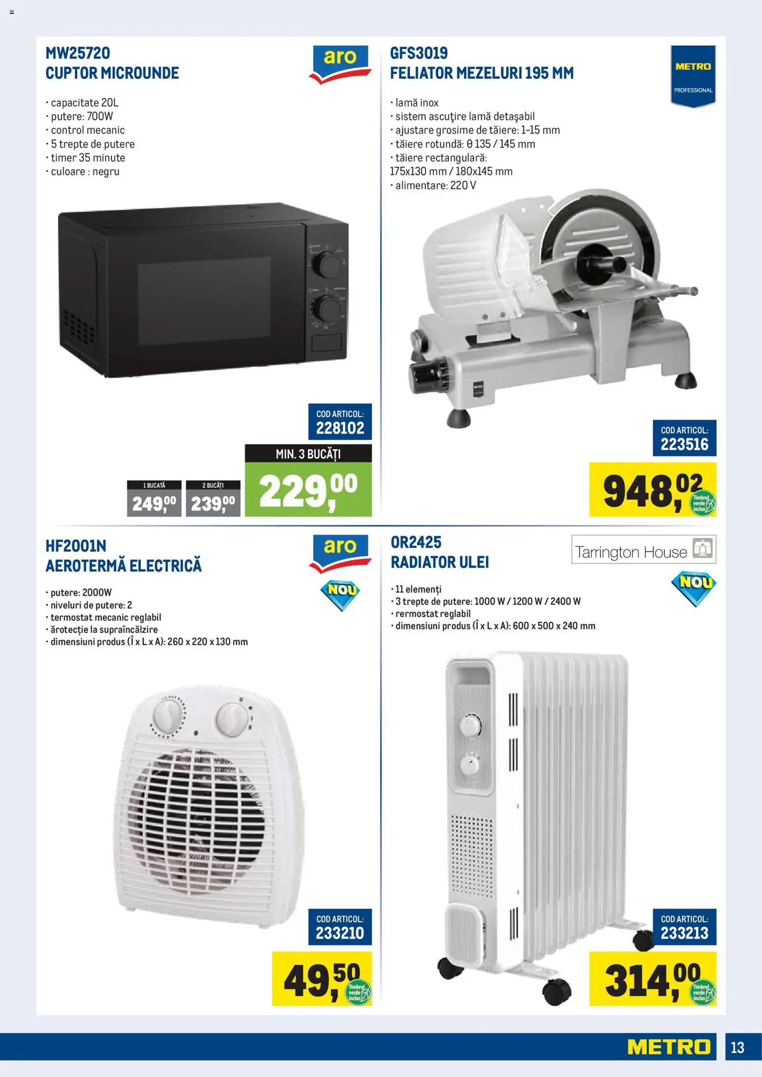 Noul catalog Metro – valabil de la 01.10.2026 | Pagină: 13 | Produse: Electrică, Cuptor, Feliator, Ulei