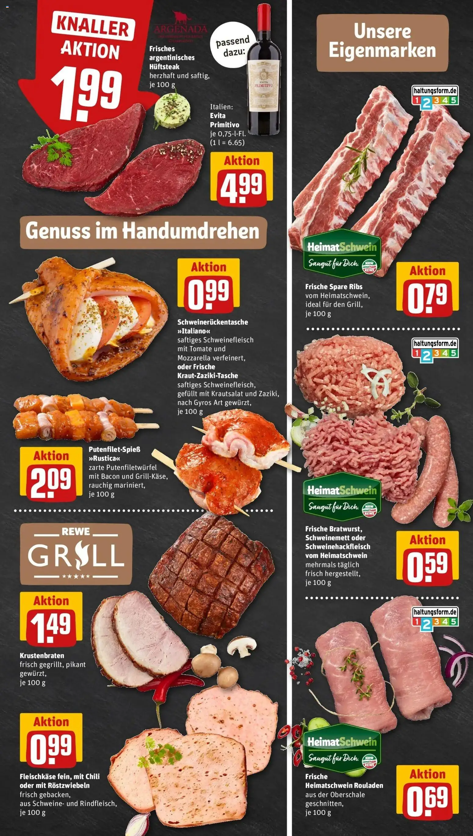REWE Prospekt ab 24.08.2026 zum Blättern » Angebote | Seite: 9 | Produkte: Mozzarella, Spare ribs, Gyros, Schweinefleisch