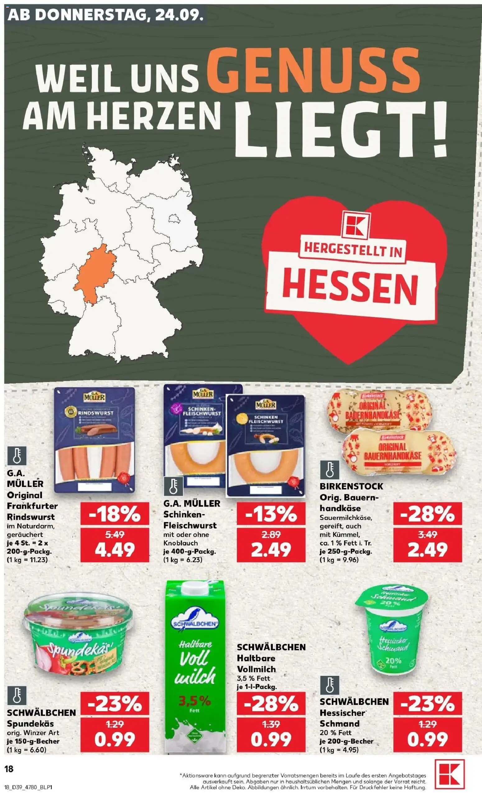Prospekt Kaufland ab 24.09.2026 » Angebote Online zum Blättern | Seite: 18 | Produkte: Milch, Haltbare milch, Knoblauch, Schinken
