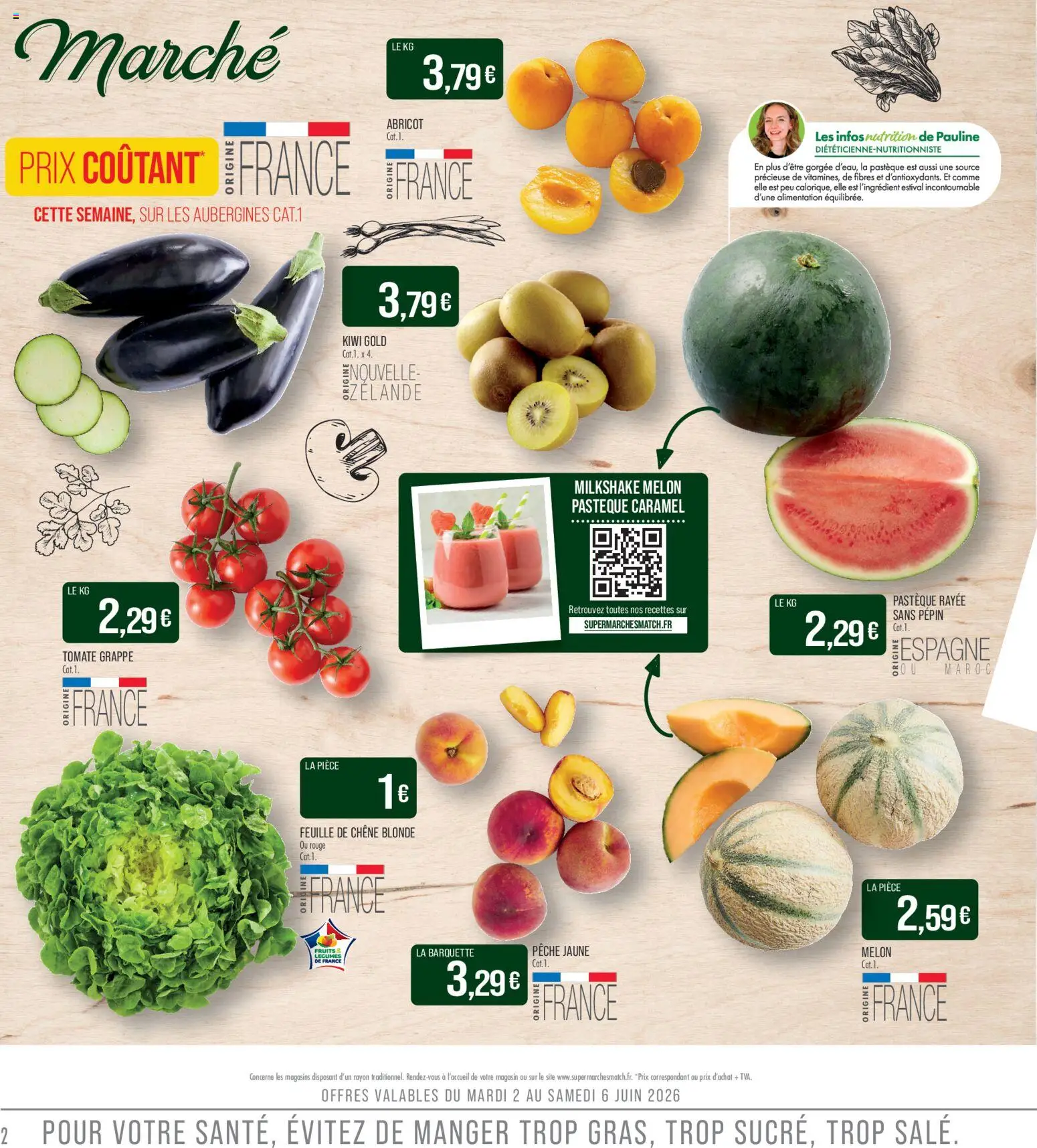 {H1} | Page: 2 | Produits: Abricot, Tomate grappe, Pêche, Kiwi