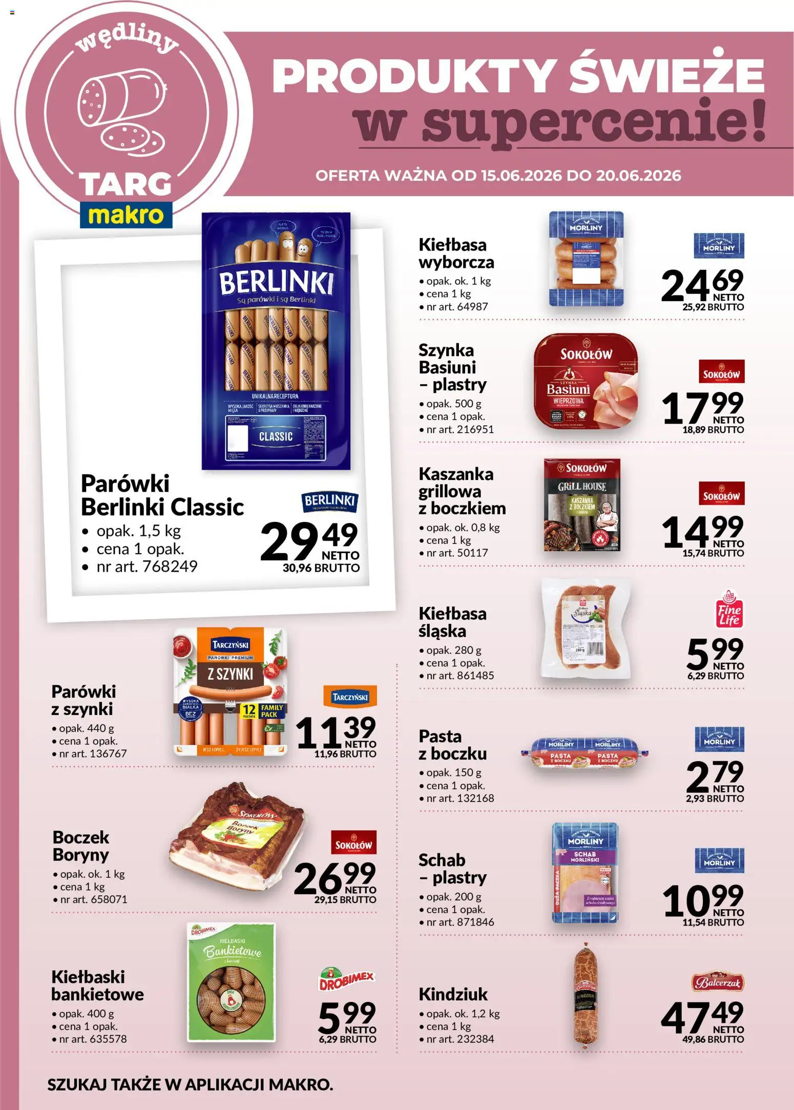 Makro gazetka - Oferta świeża w super cenach od 15.06.2026 | Strona: 3 | Produkty: Kiełbasa, Parówki, Kiełbaski, Kindziuk