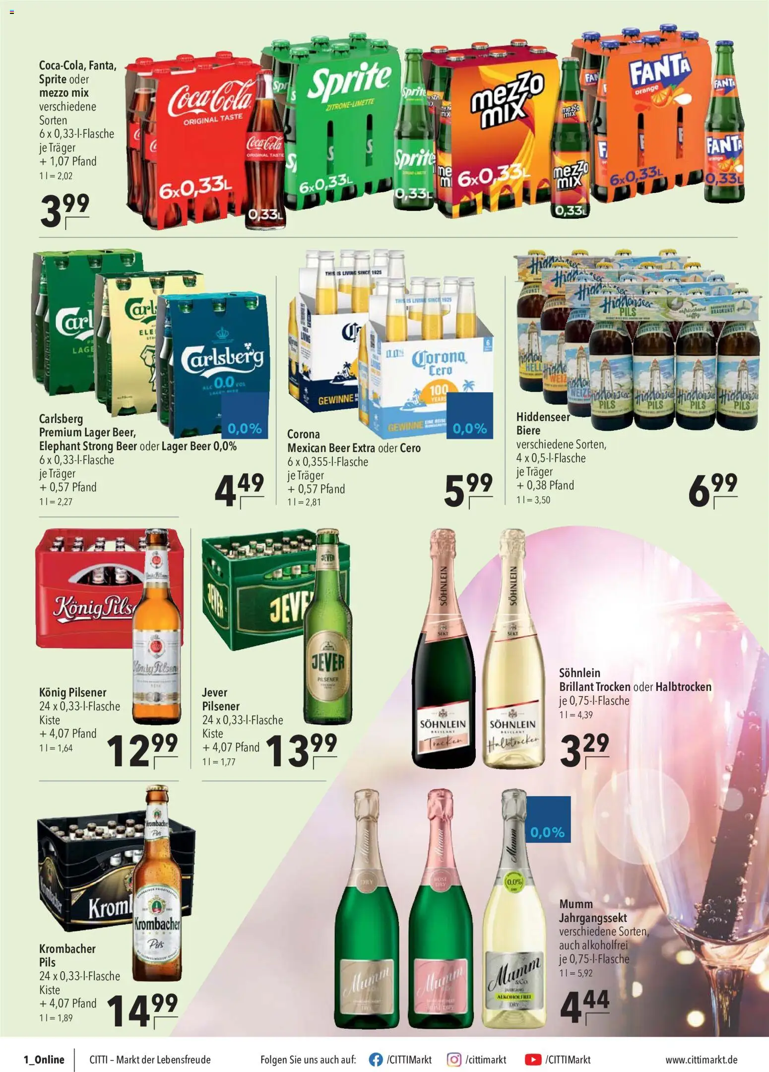 CITTI Markt Prospekt 	 – gültig ab 13.05.2026 | Seite: 18 | Produkte: Konig pilsener, Carlsberg, Cola, Jever