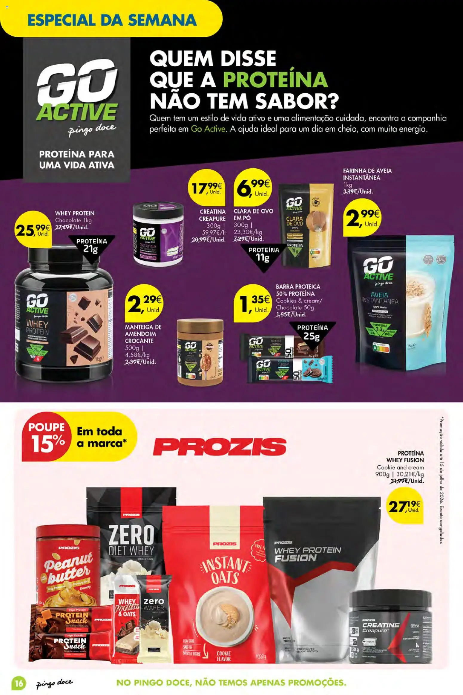 Pingo Doce Poupe Esta Semana Açores │ válido de 02/07/2026 | Página: 16 | Produtos: Aveia, Creatina, Manteiga, Whey protein