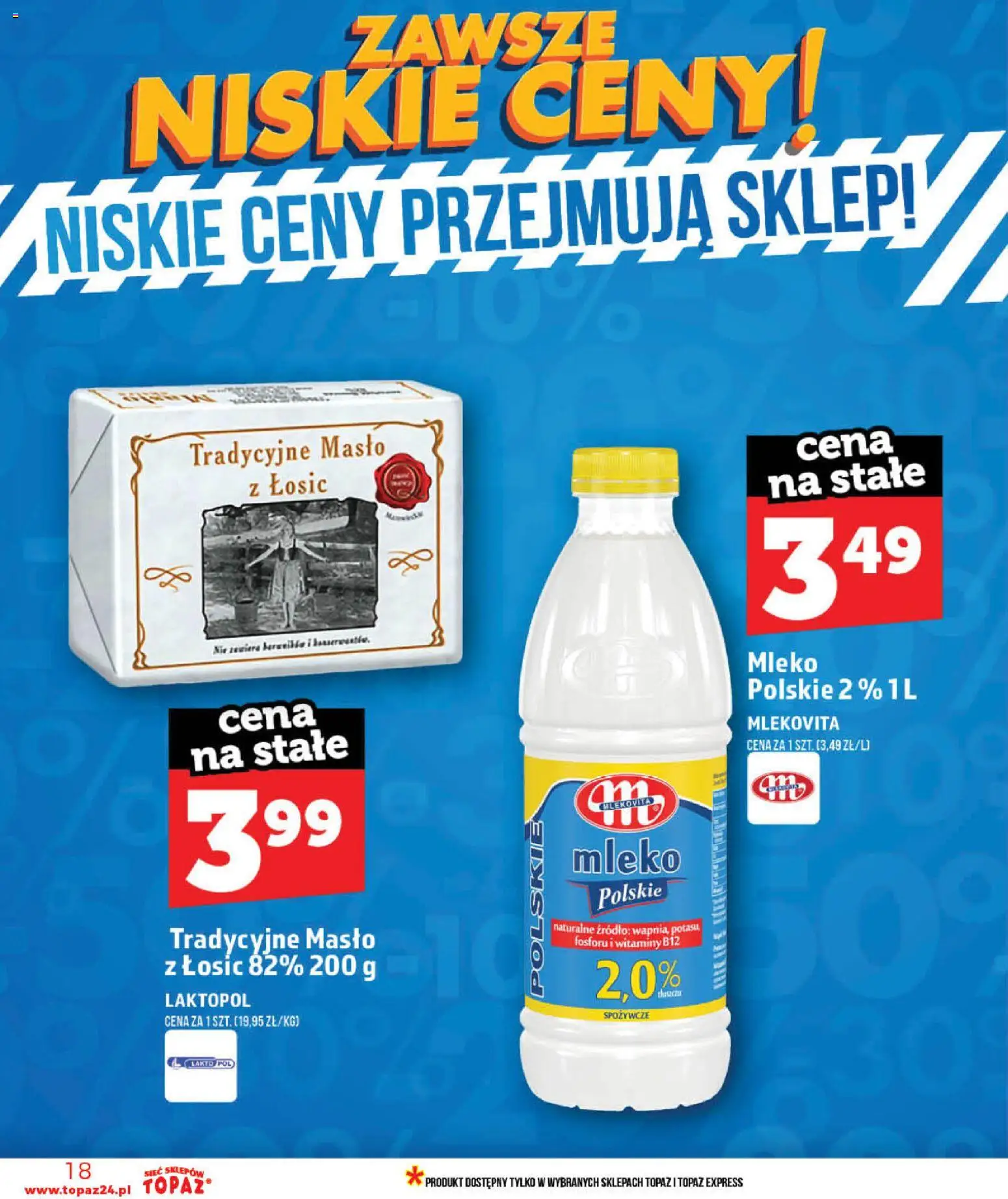 Topaz gazetka - MAZ od 28.05.2026 | Strona: 18 | Produkty: Mleko, Masło