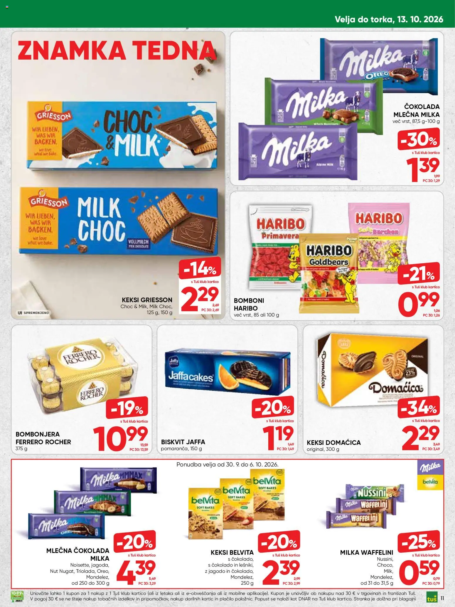Novi Tuš katalog ponudbe – veljaven od 30.09.2026 | Stran: 11 | Izdelki: Keksi, Cokolada