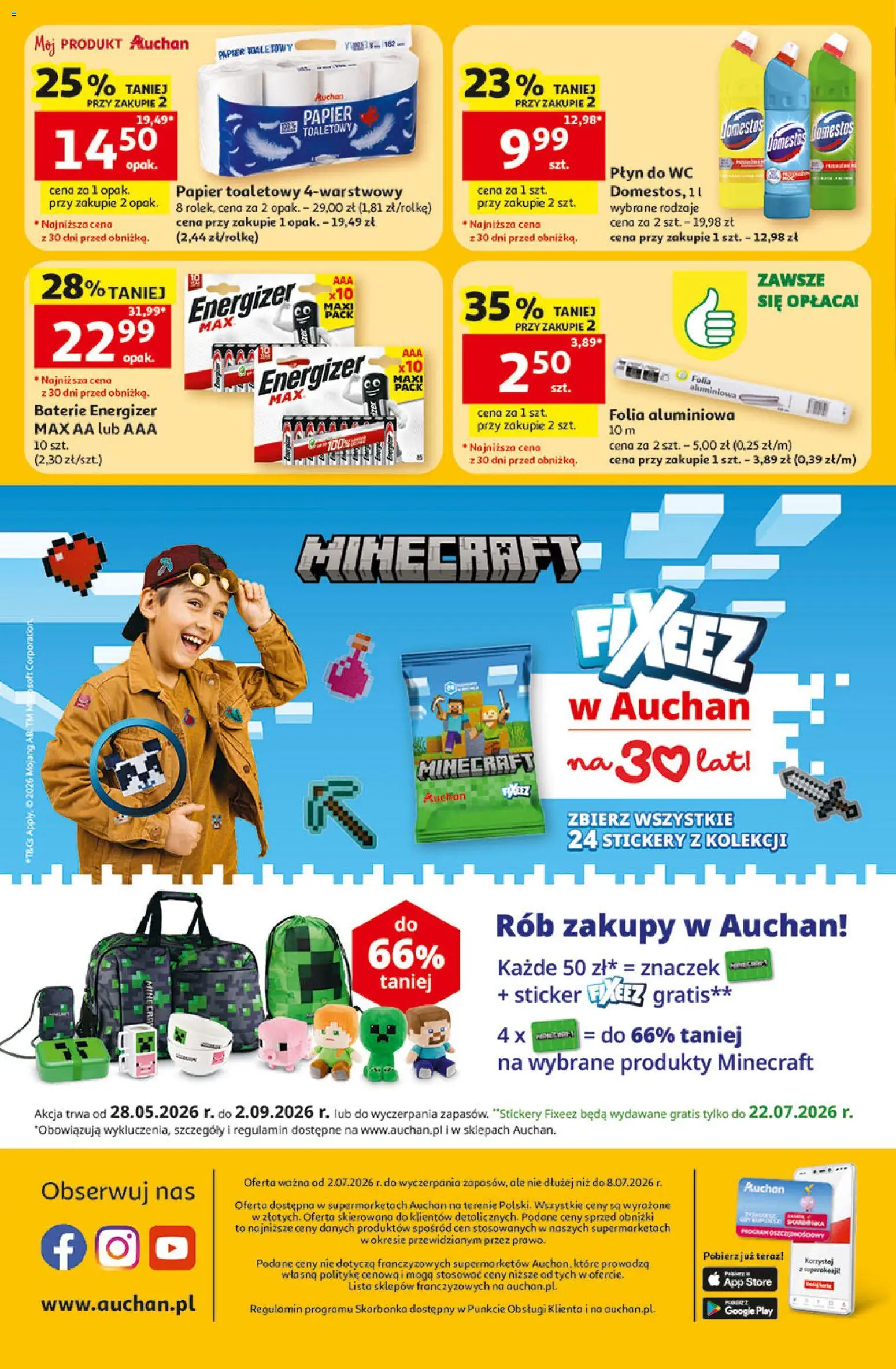Auchan gazetka od 02.07.2026 | Strona: 8 | Produkty: Papier toaletowy, Baterie, Domestos