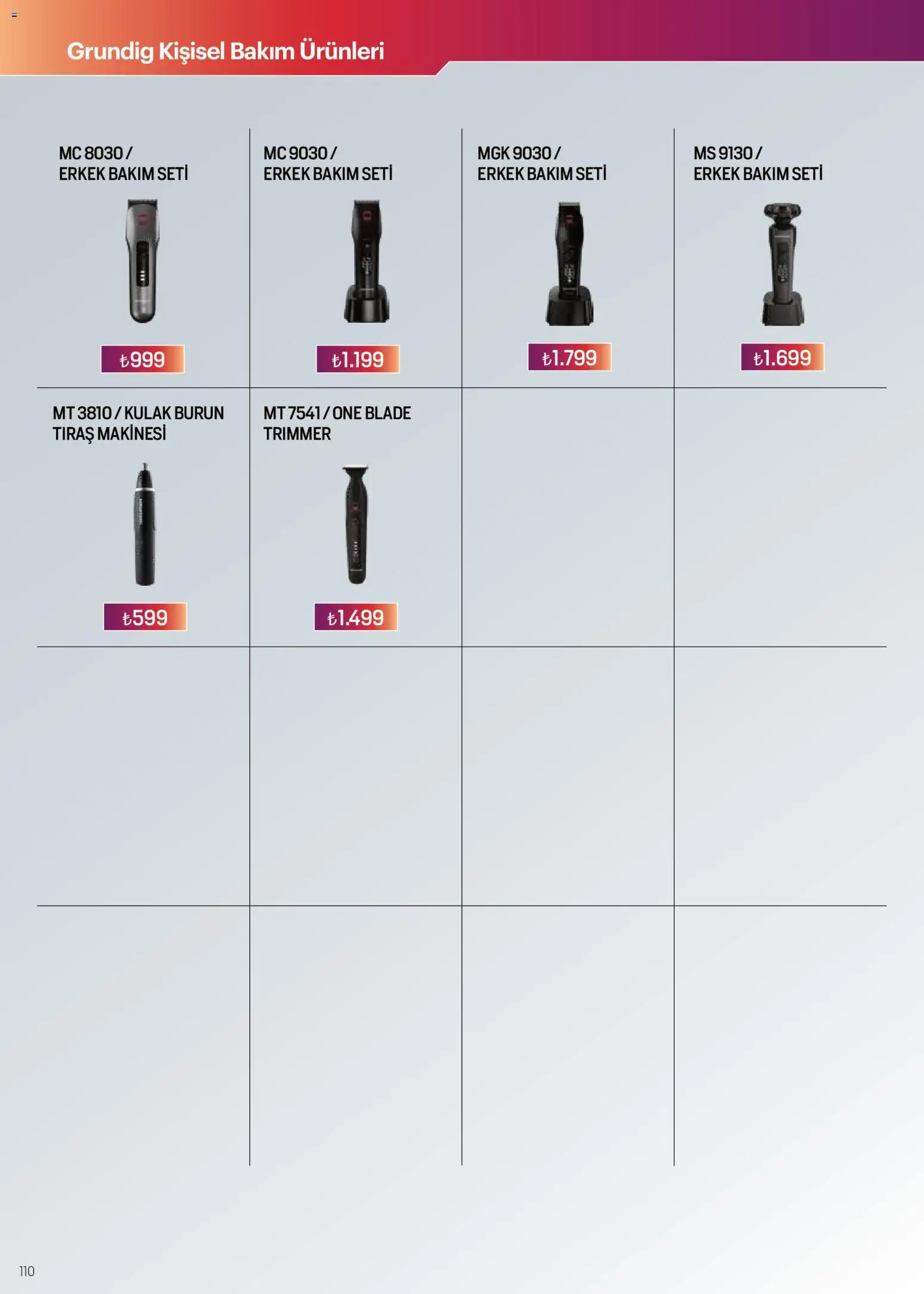 Arçelik Katalog - 01.04.2026 tarihinden itibaren geçerlidir | Sayfa: 110 | Ürünler: Tıraş makinesi