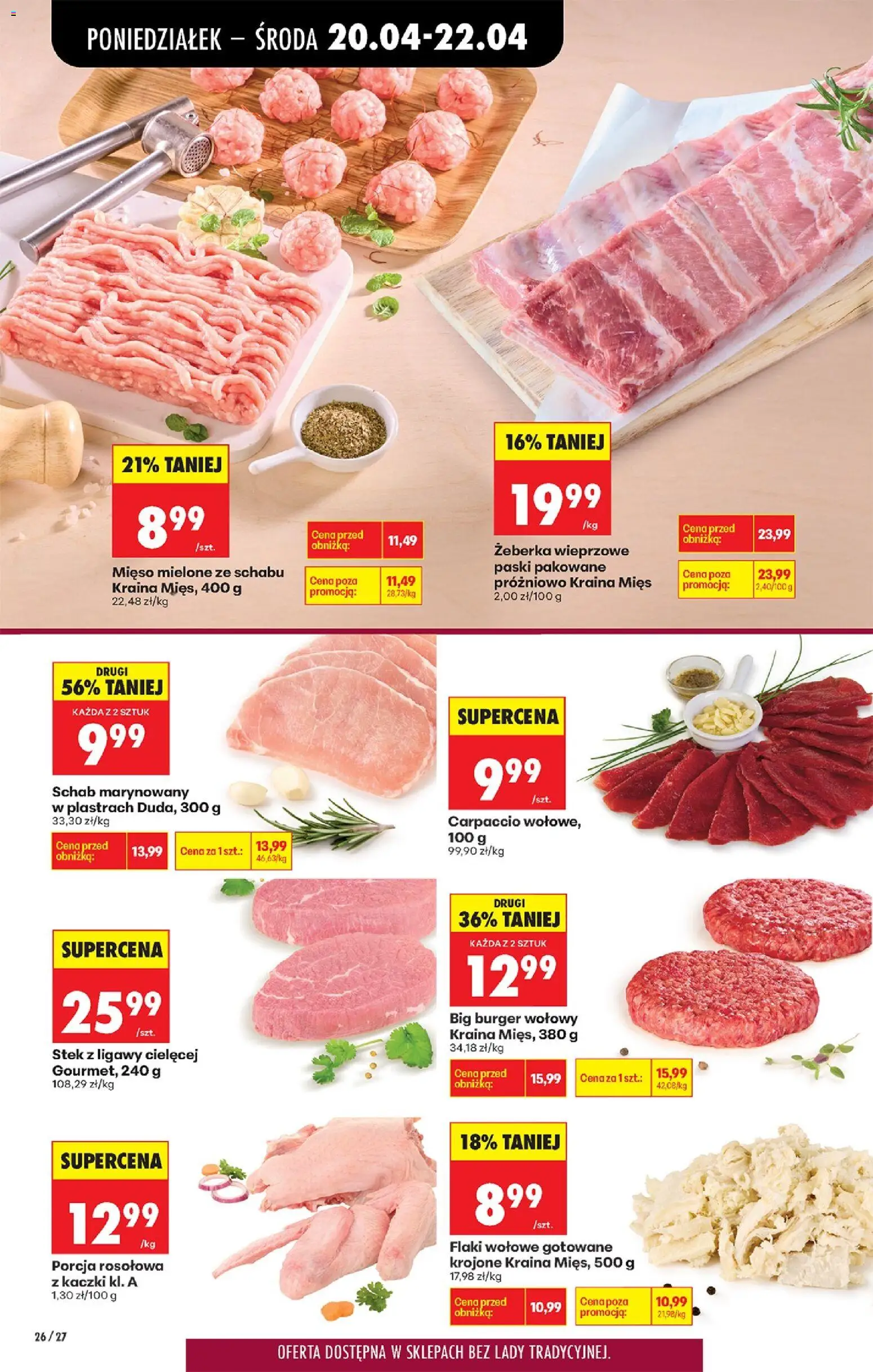 Biedronka gazetka od poniedziałku od 20.04.2026 | Strona: 50 | Produkty: Mięso, Kraina mięs, Flaki wołowe gotowane, Flaki wołowe