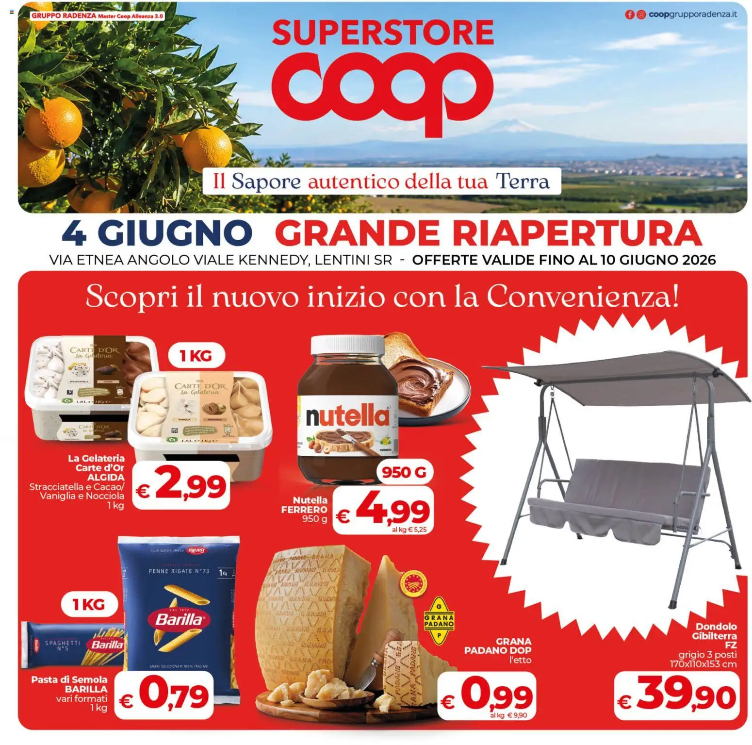 Volantino COOP del 04.06.2026 | Pagina: 1 | Prodotti: Dondolo, Pasta, Grana Padano, Penne